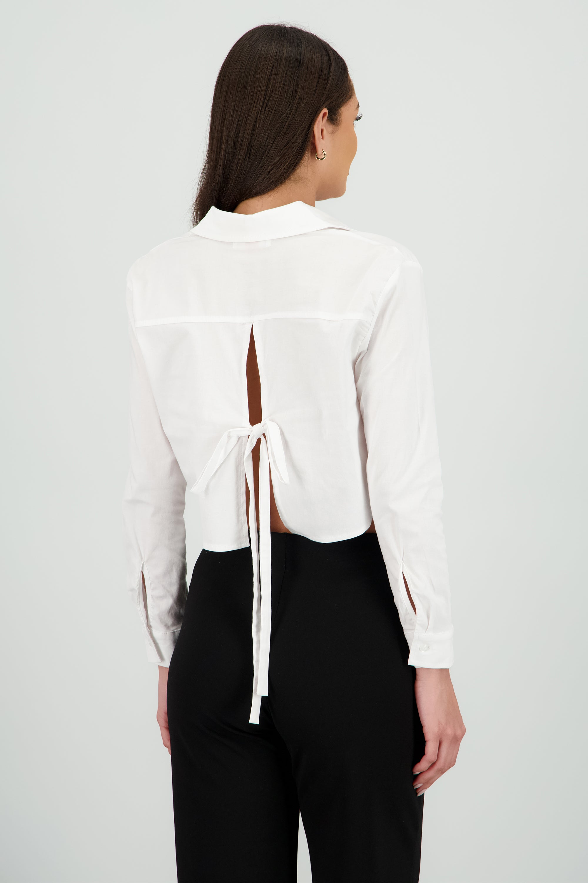Camisa manga larga detalle espalda moño BLANCO
