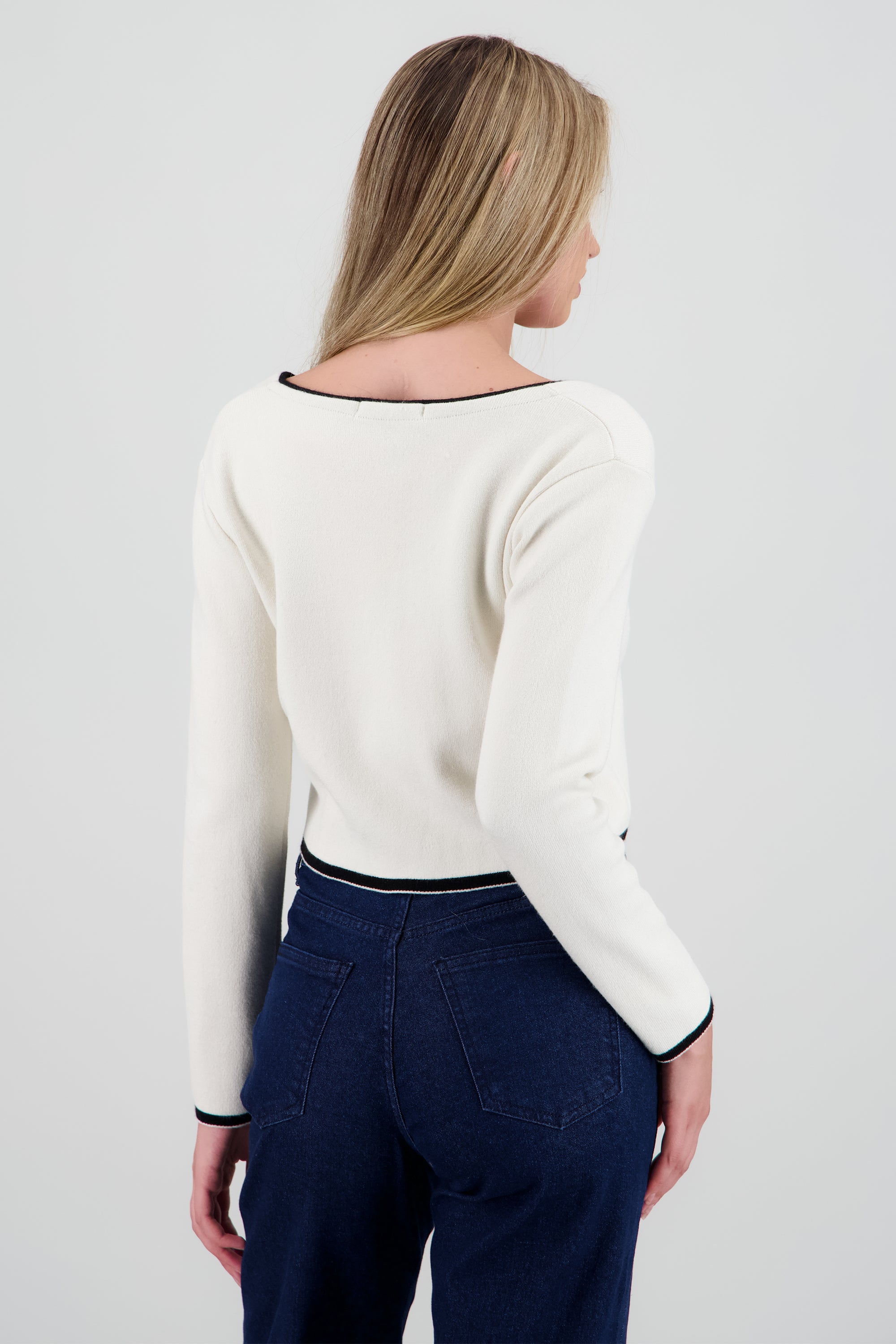 Cardigan botones detalle contraste BLANCO