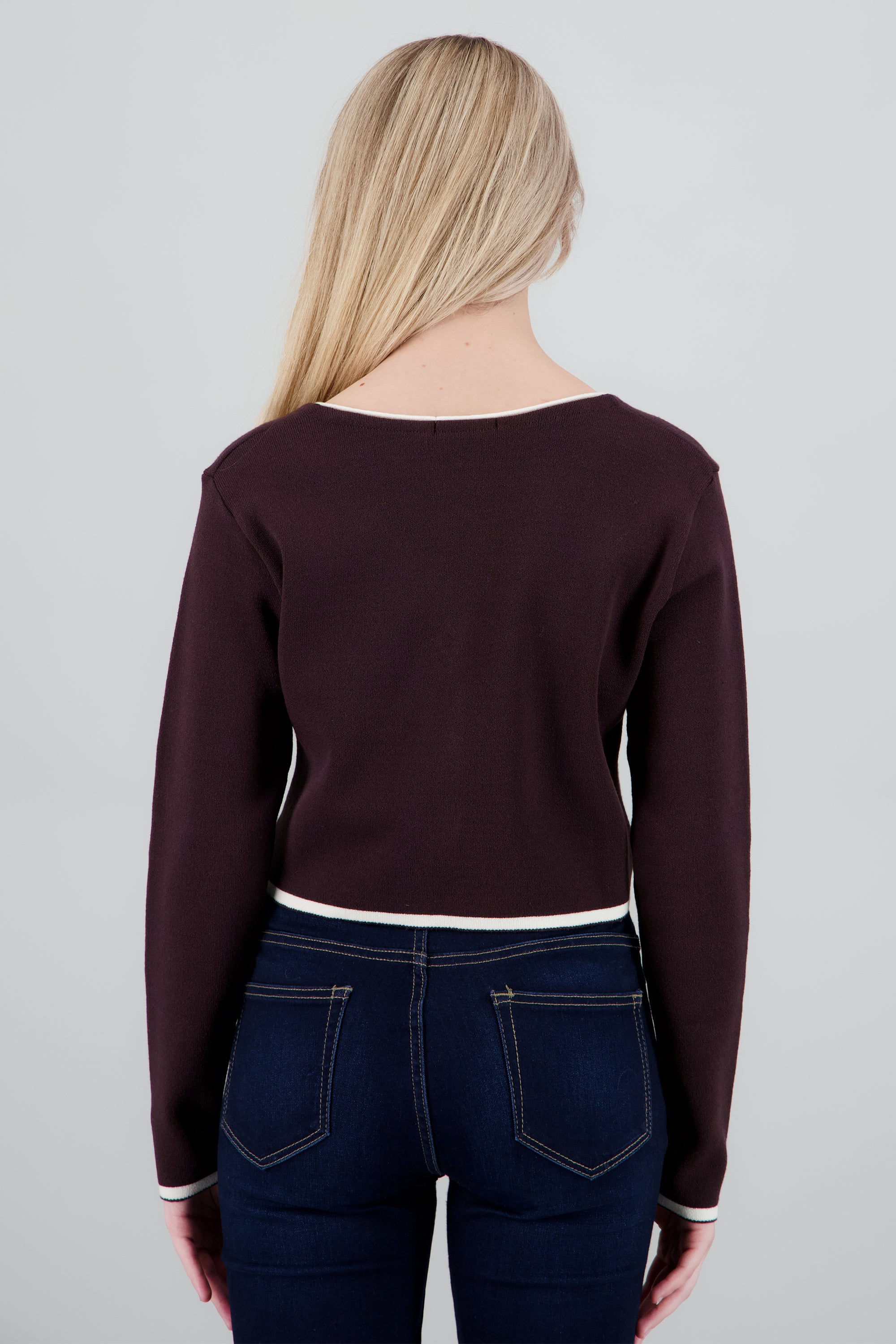 Cardigan botones detalle contraste CHOCOLATE