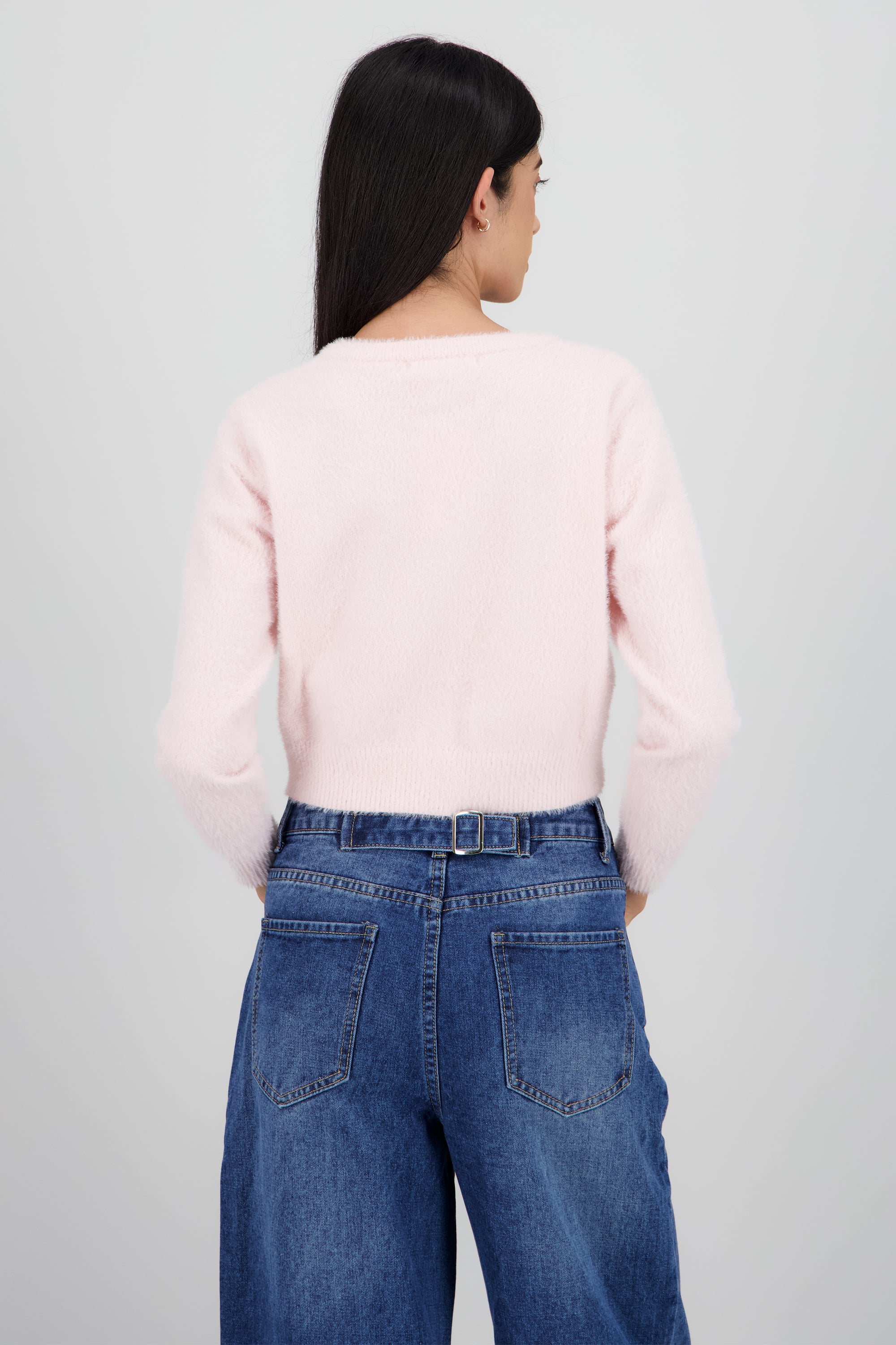 Cardigan tejido peluche PALO DE ROSA