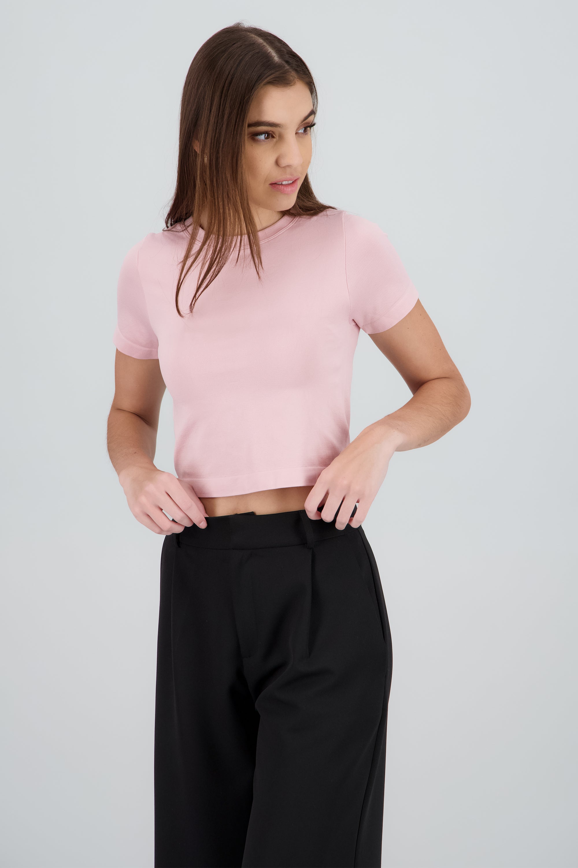 Top manga corta liso ROSA PASTEL