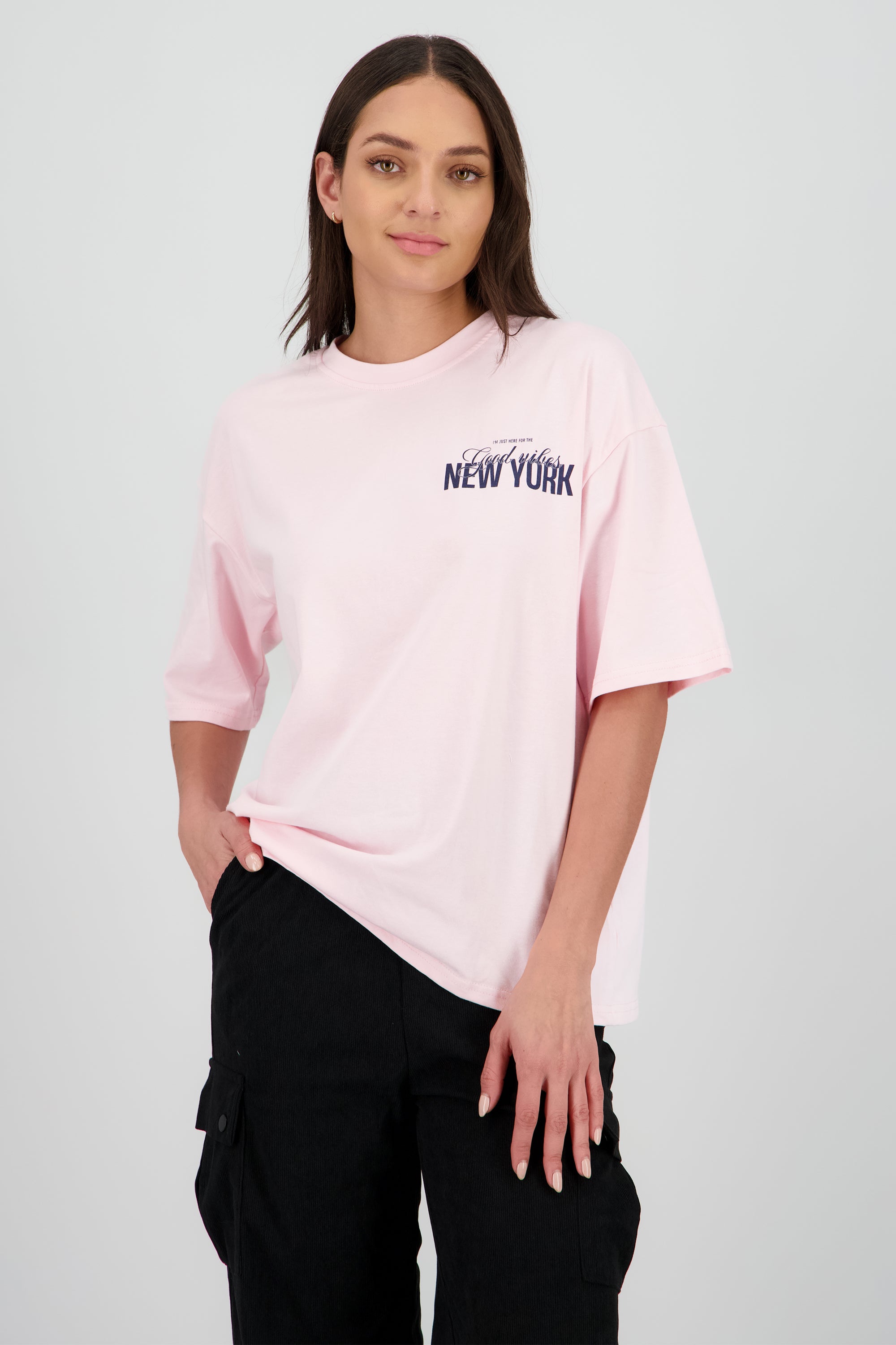 Playera estampada new york ROSA COMBO