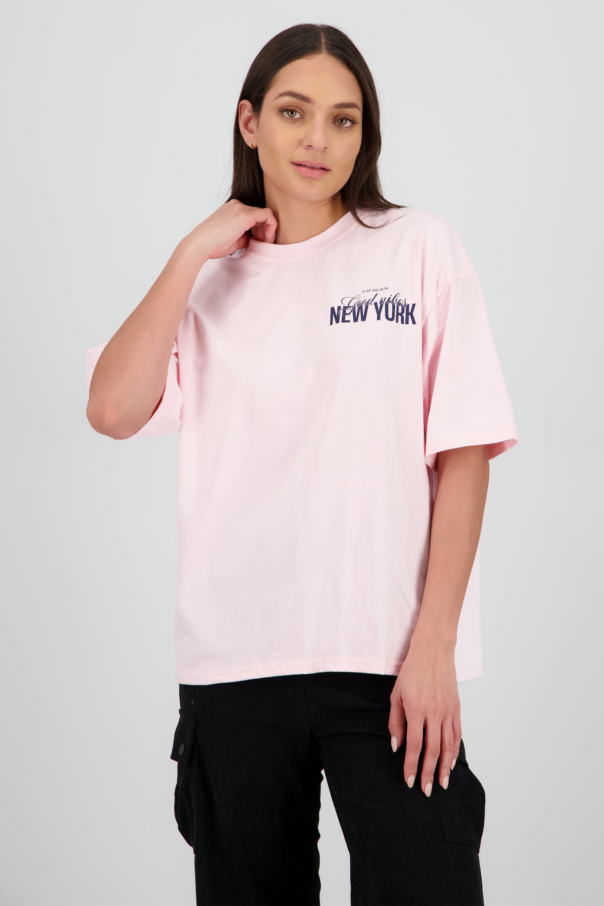 Playera estampada new york ROSA COMBO