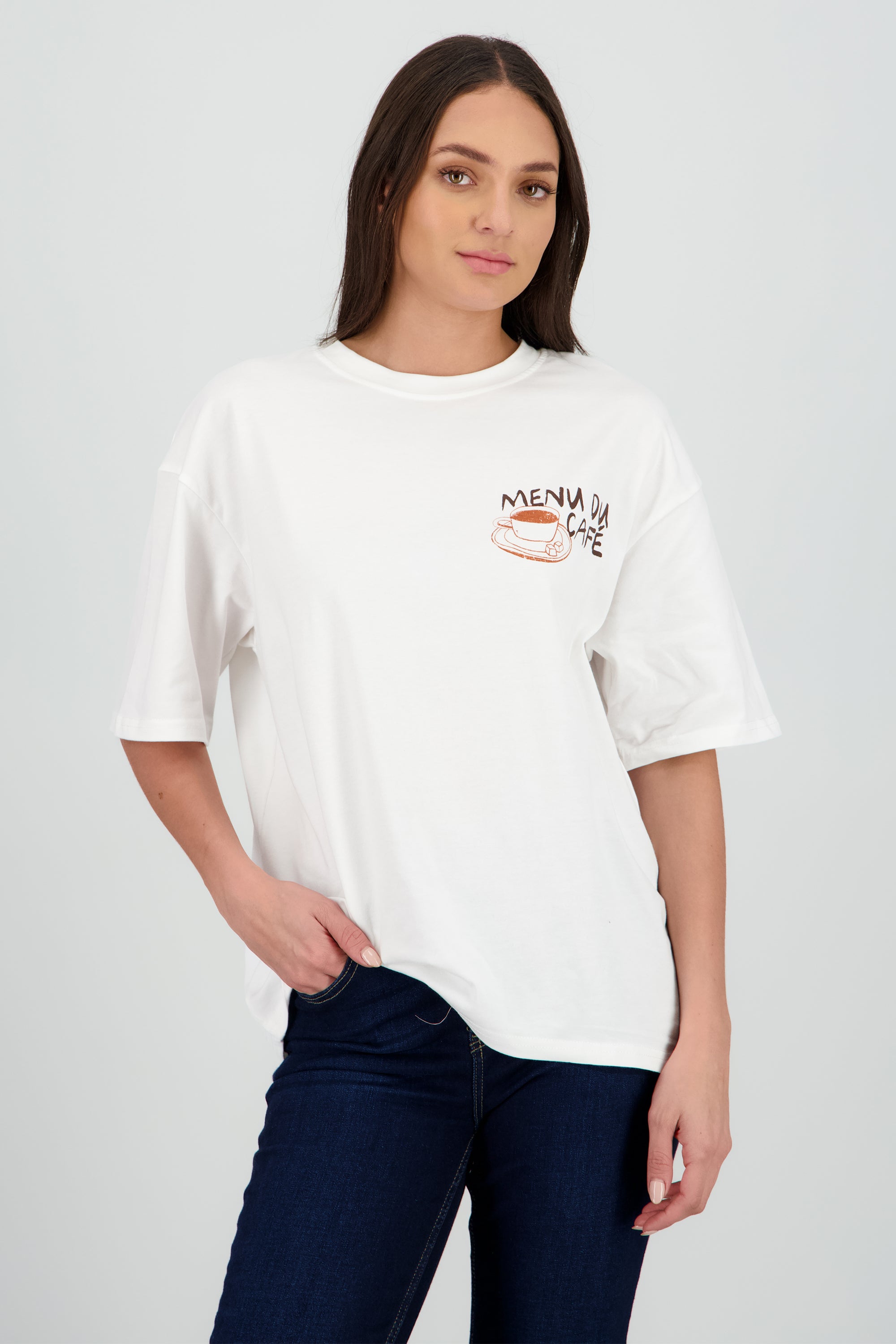 Playera estampada cafe BLANCO COMBO