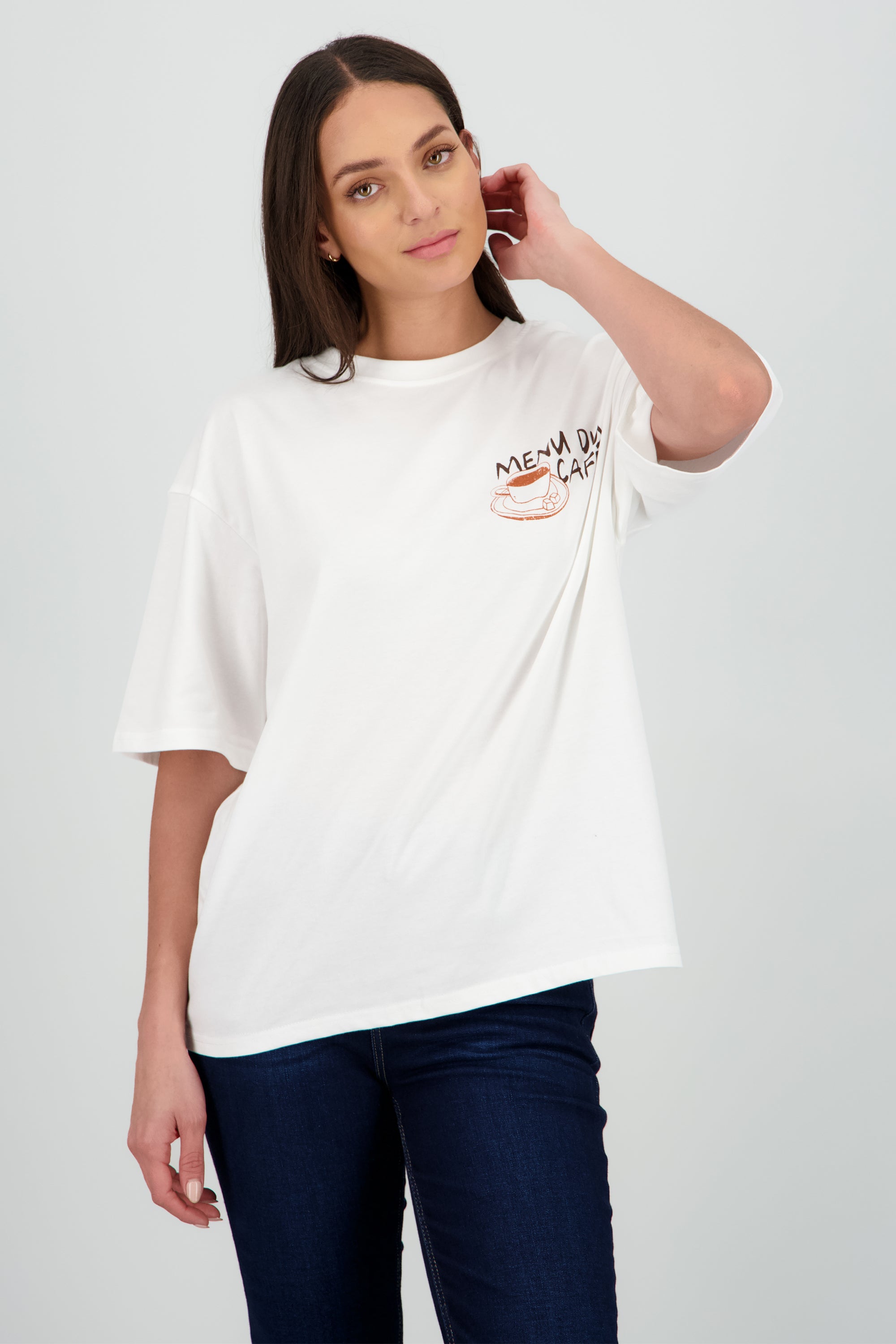 Playera estampada cafe BLANCO COMBO