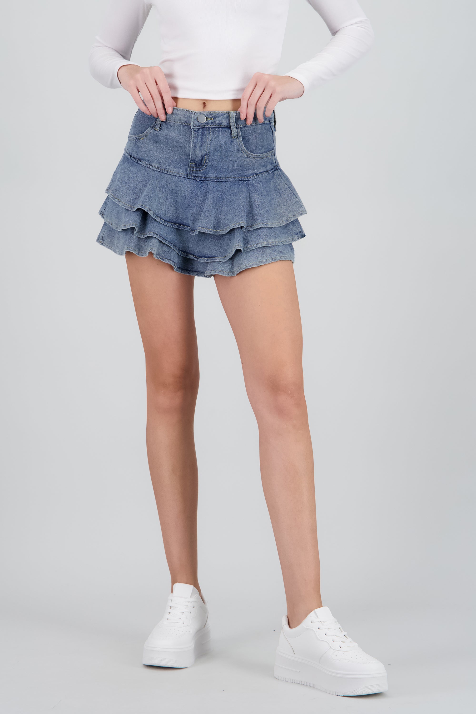 Falda denim triple olan LIGHT WASH