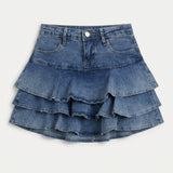 Falda denim triple olan