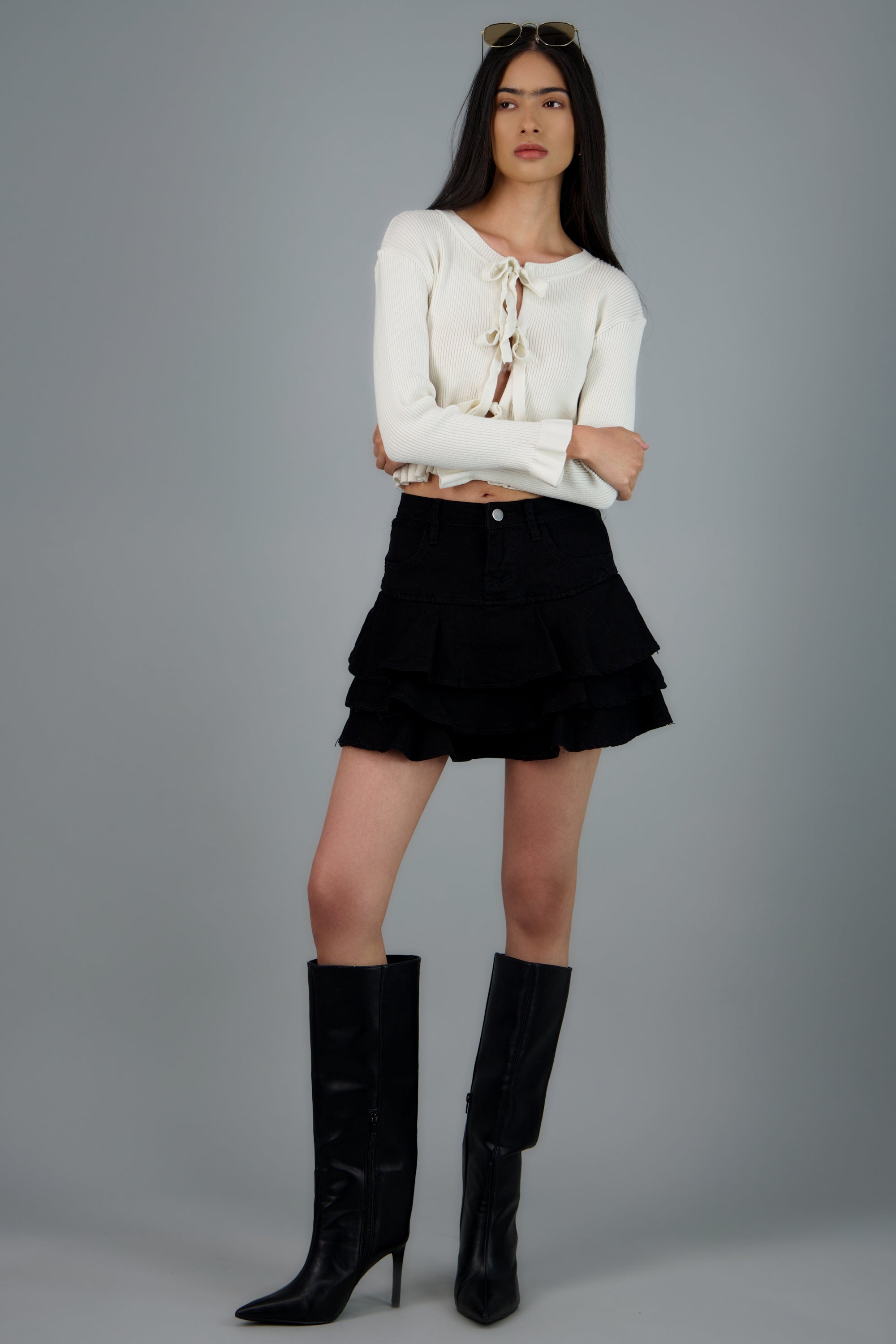 FALDA DENIM TRIPLE OLAN NEGRO