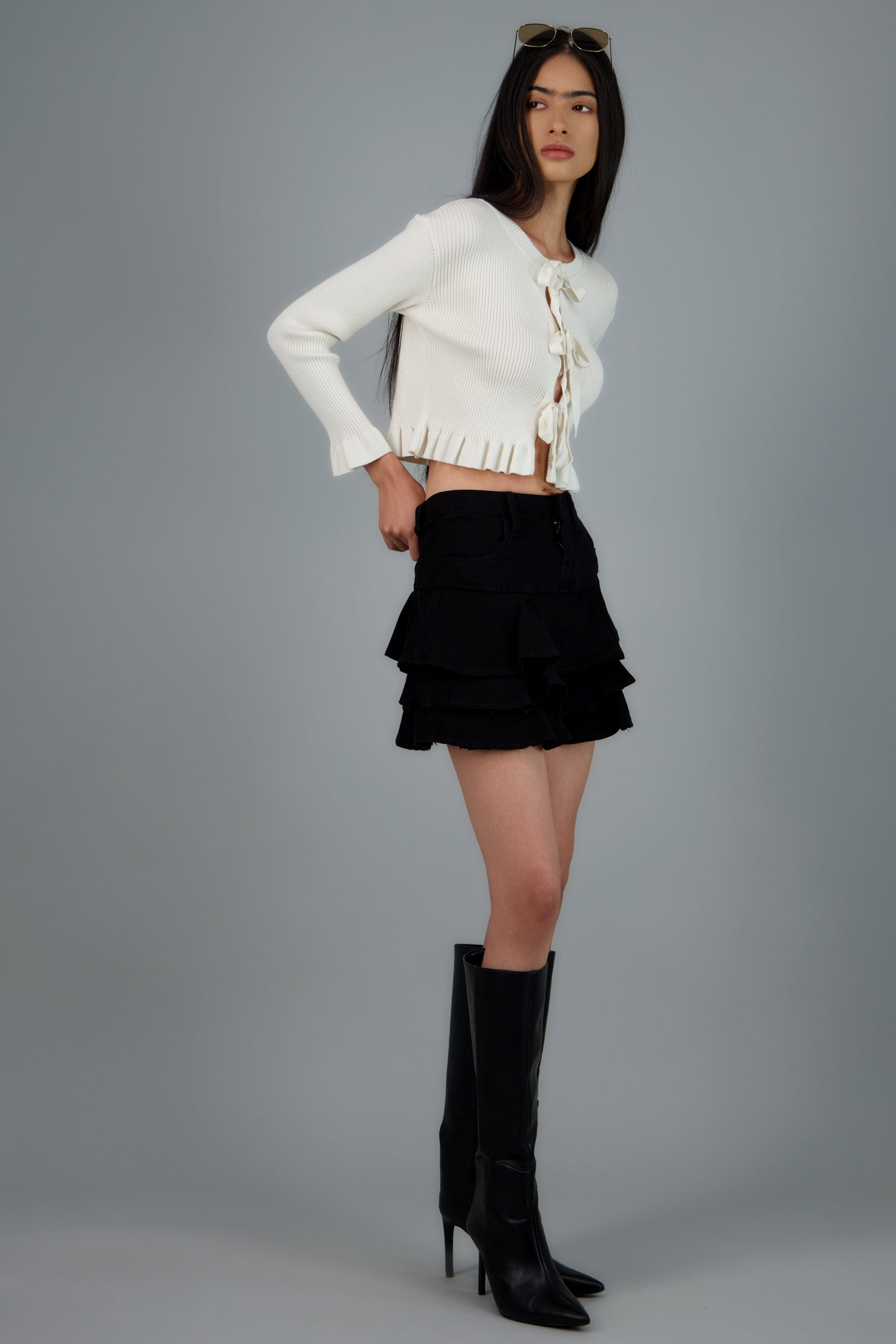 FALDA DENIM TRIPLE OLAN NEGRO