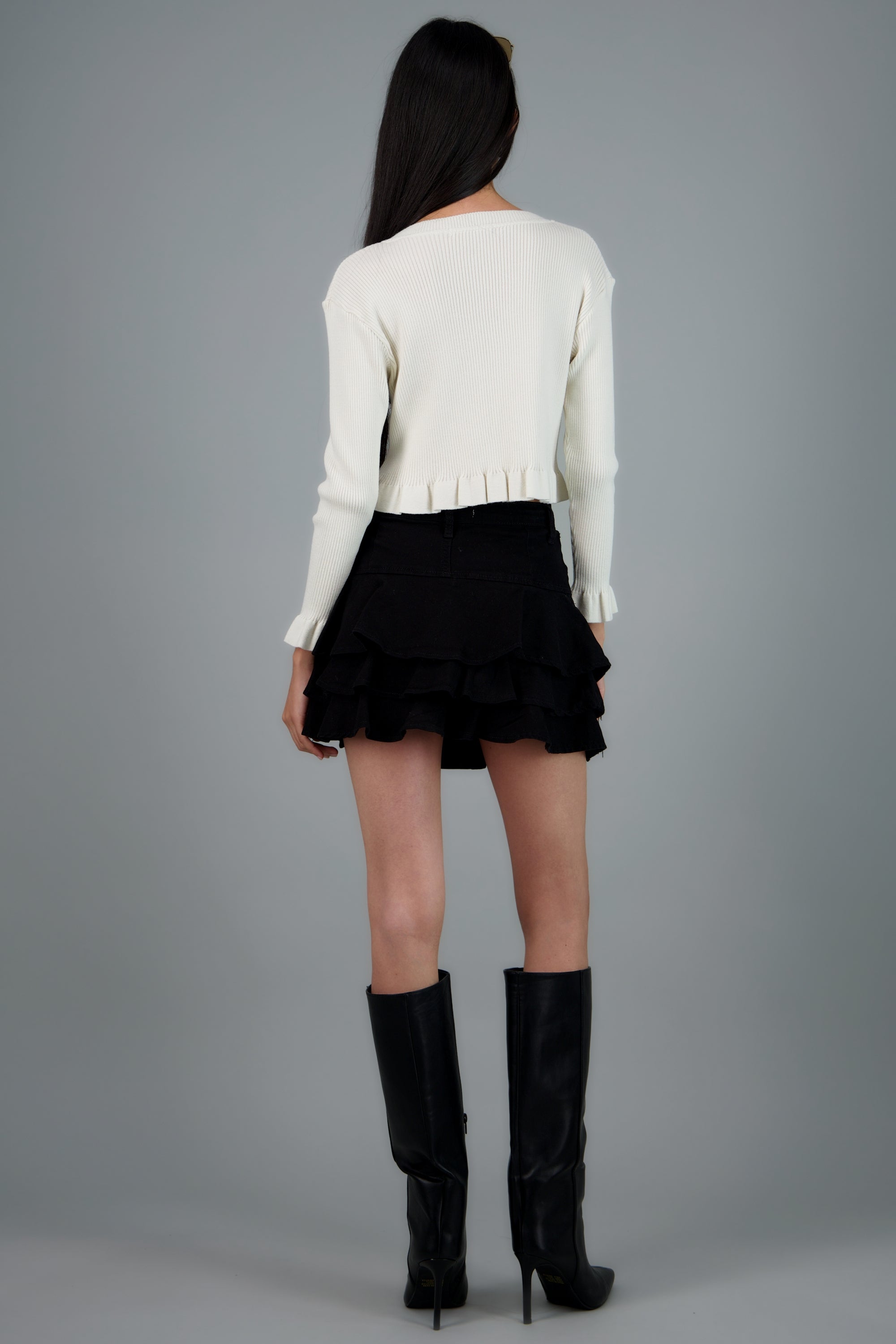 FALDA DENIM TRIPLE OLAN NEGRO