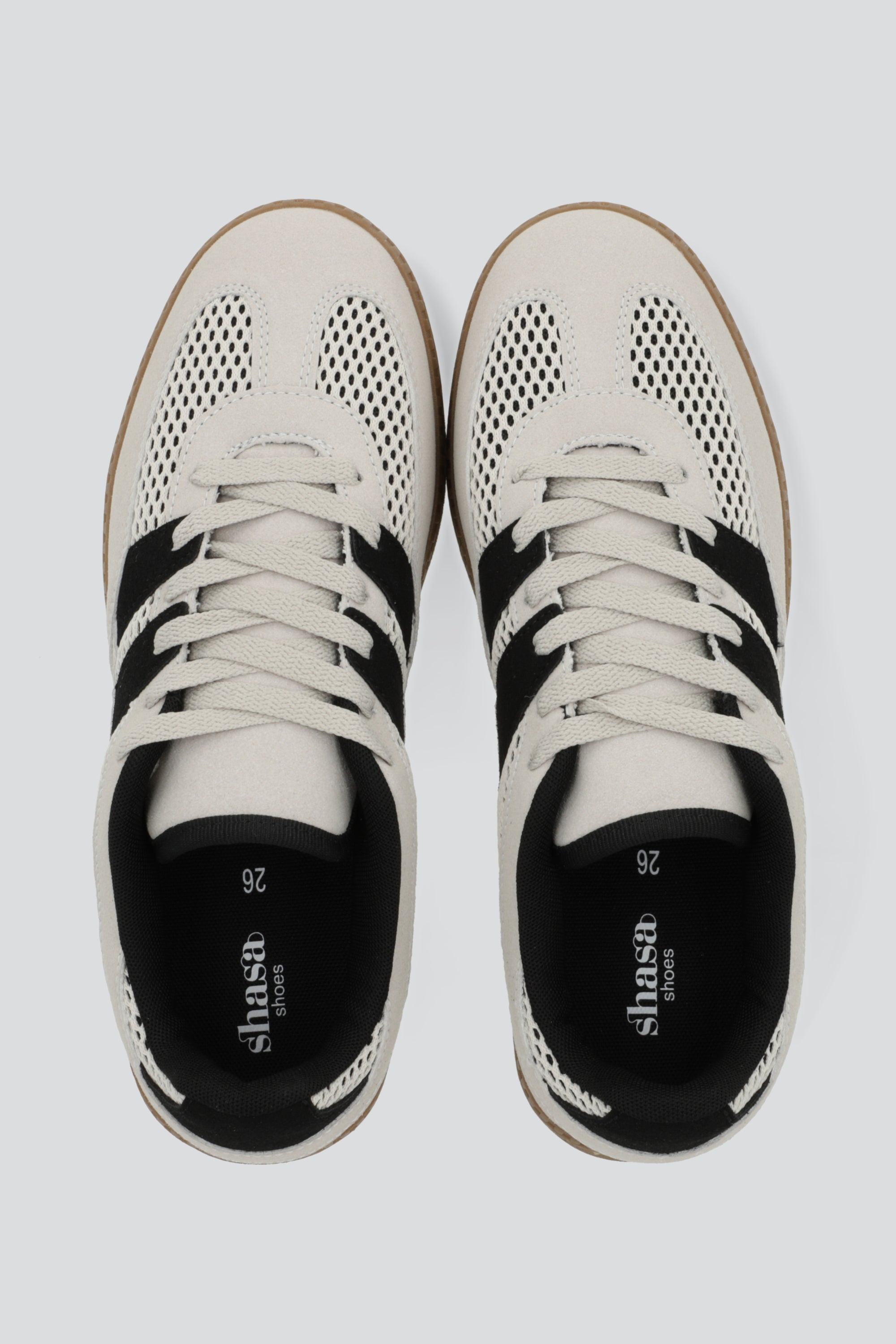 Tenis casual dos lineas detalle red TAUPE