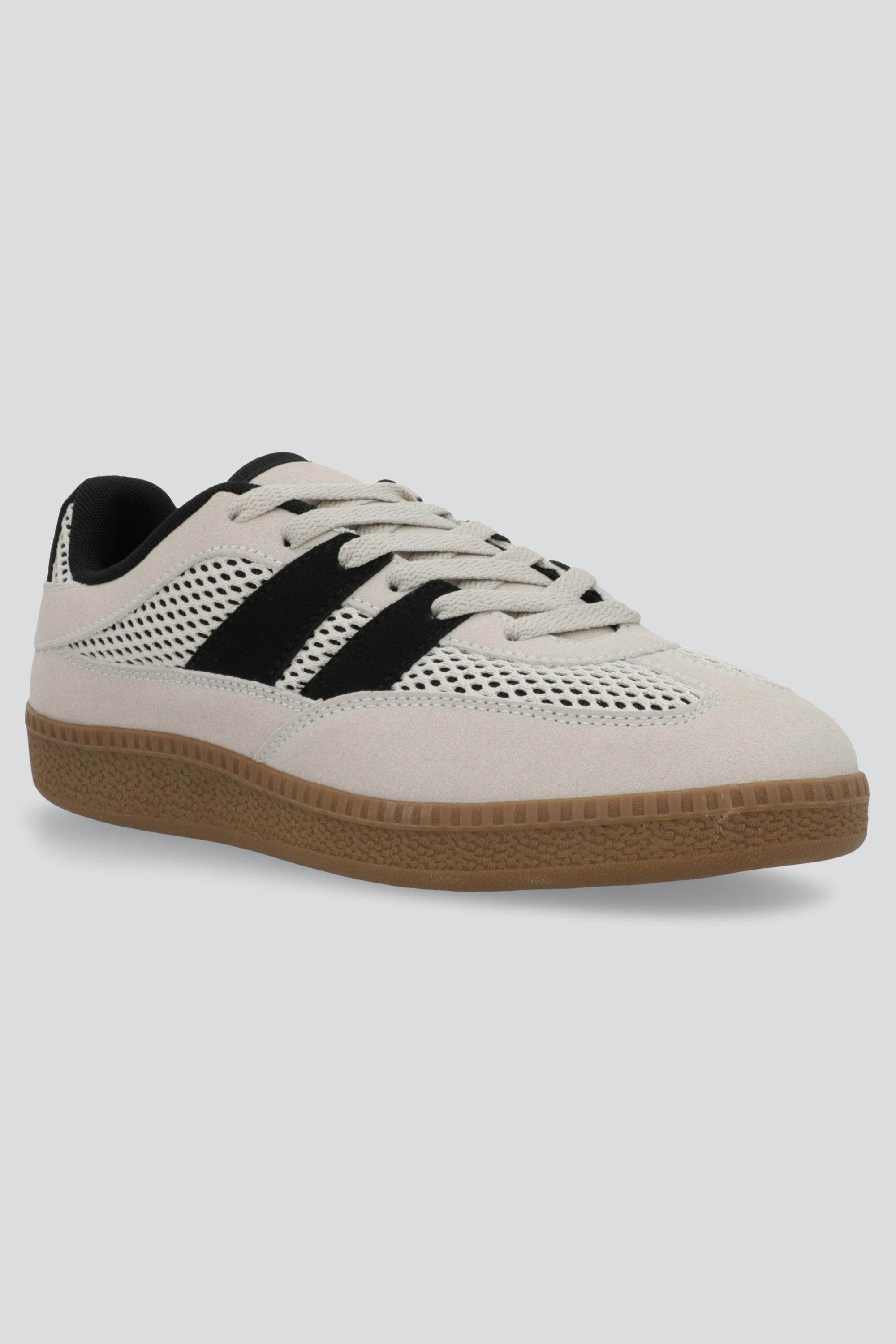 Tenis casual dos lineas detalle red TAUPE
