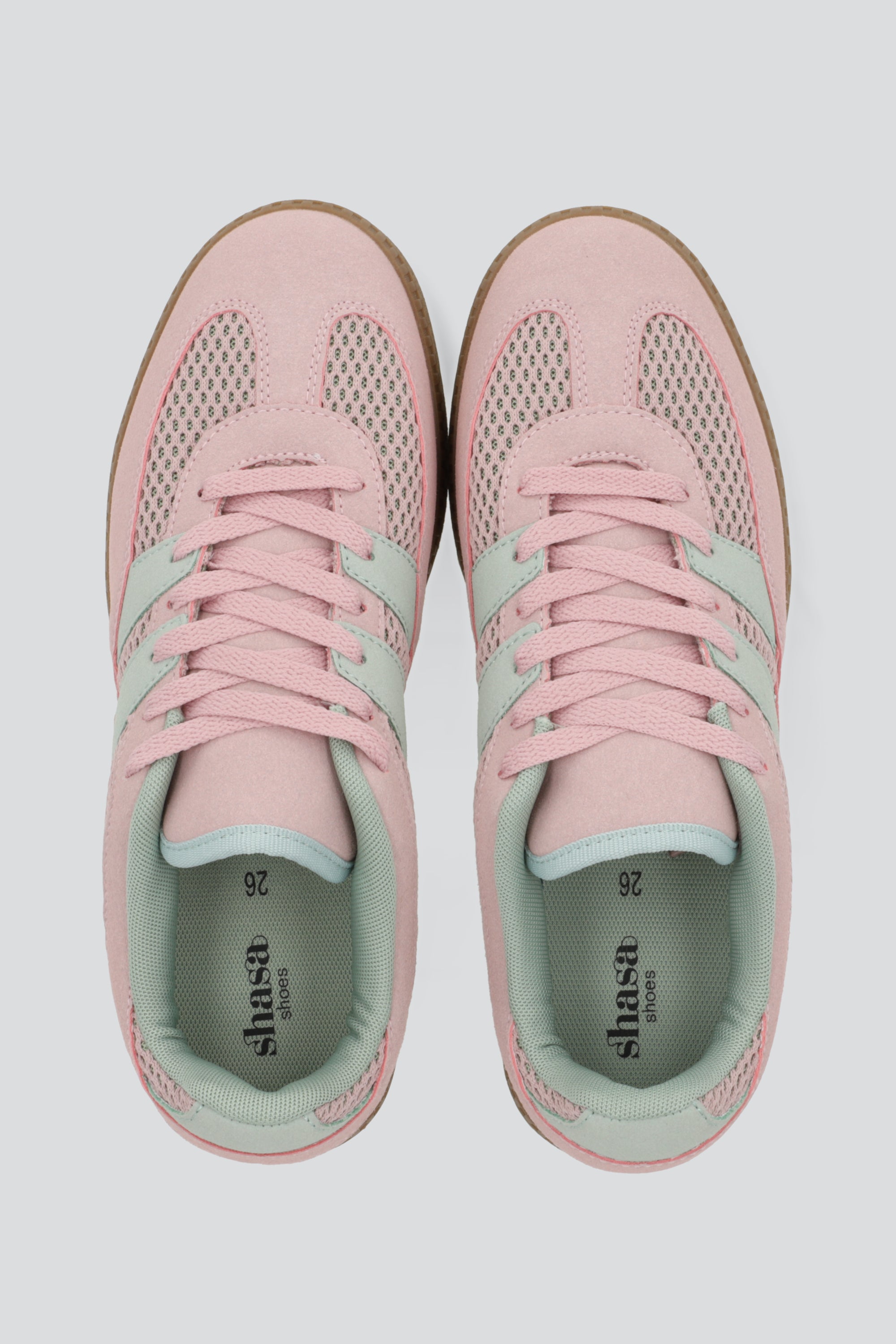 Tenis casual dos lineas detalle red ROSA