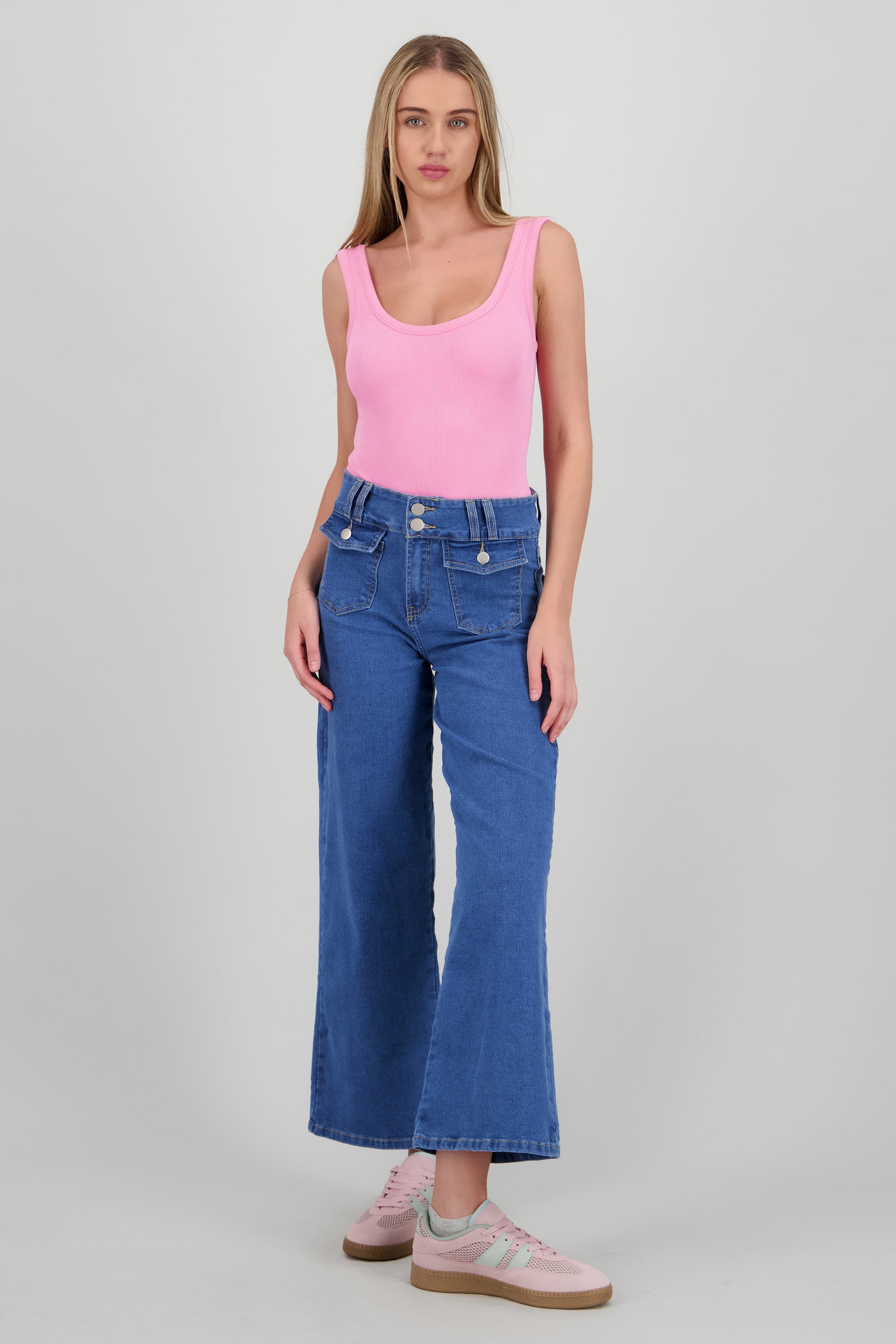 Tenis casual dos lineas detalle red ROSA