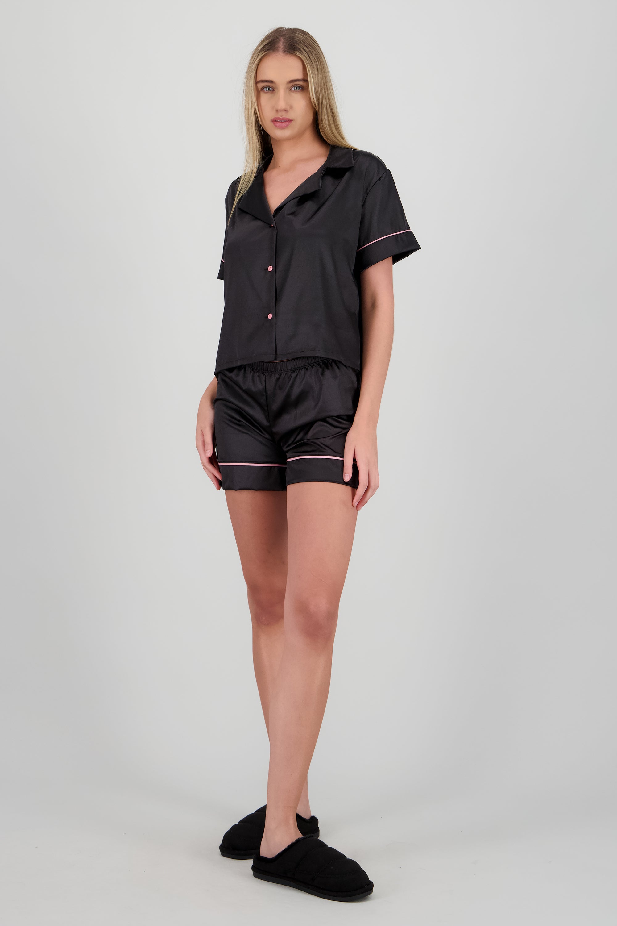 Pantufla mula divisiones puff NEGRO