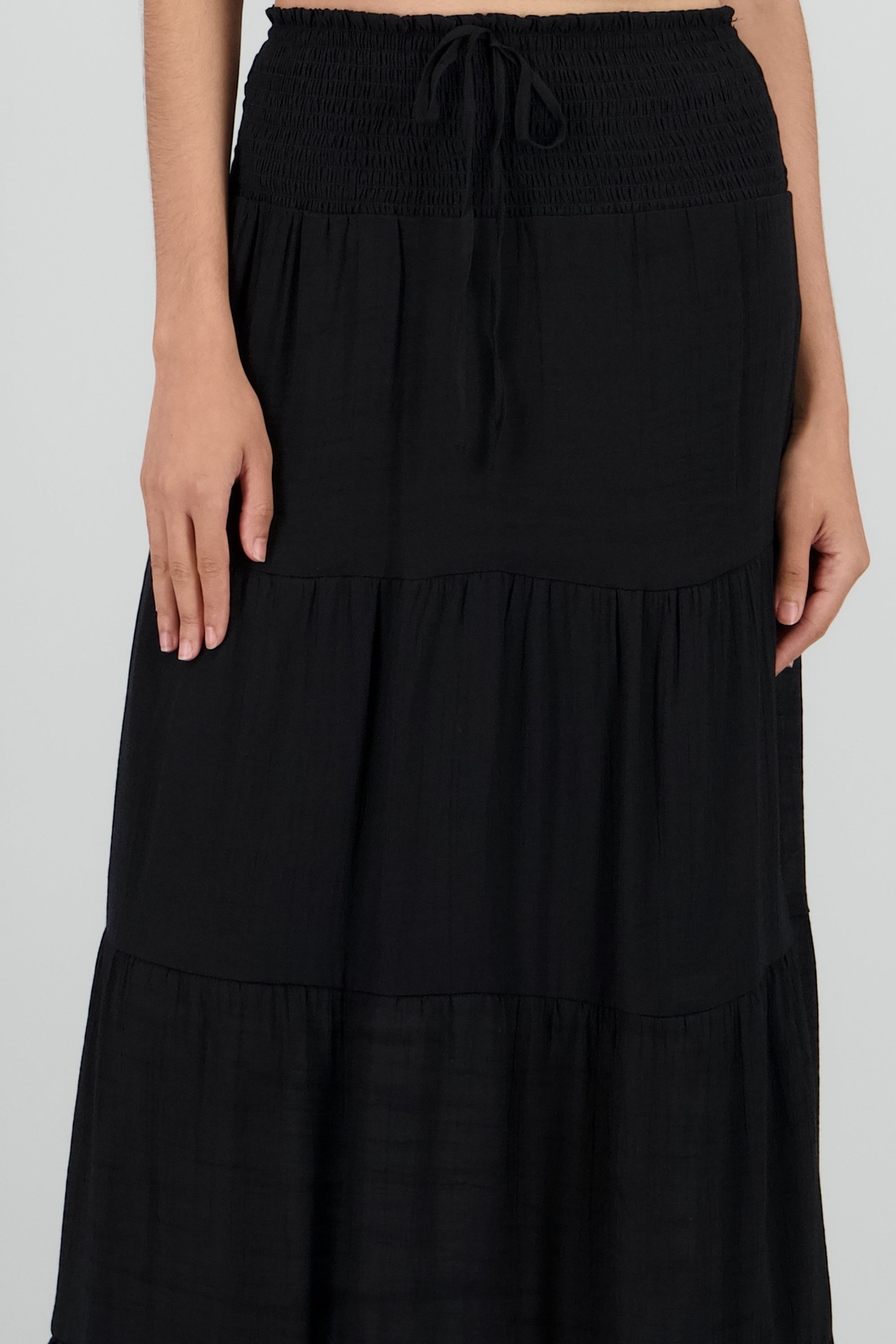 Falda maxi smock NEGRO