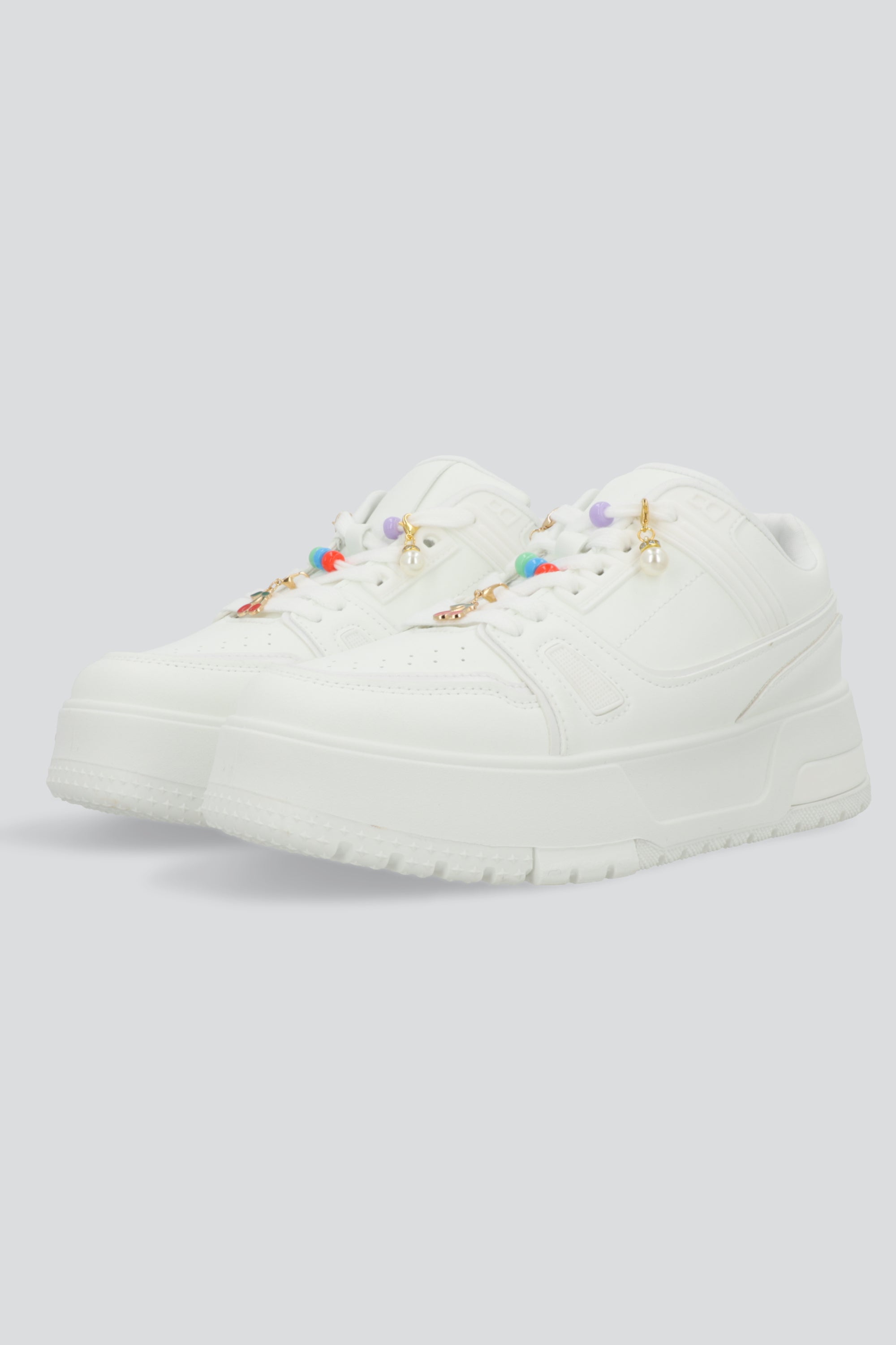 Tenis plataforma charms BLANCO COMBO