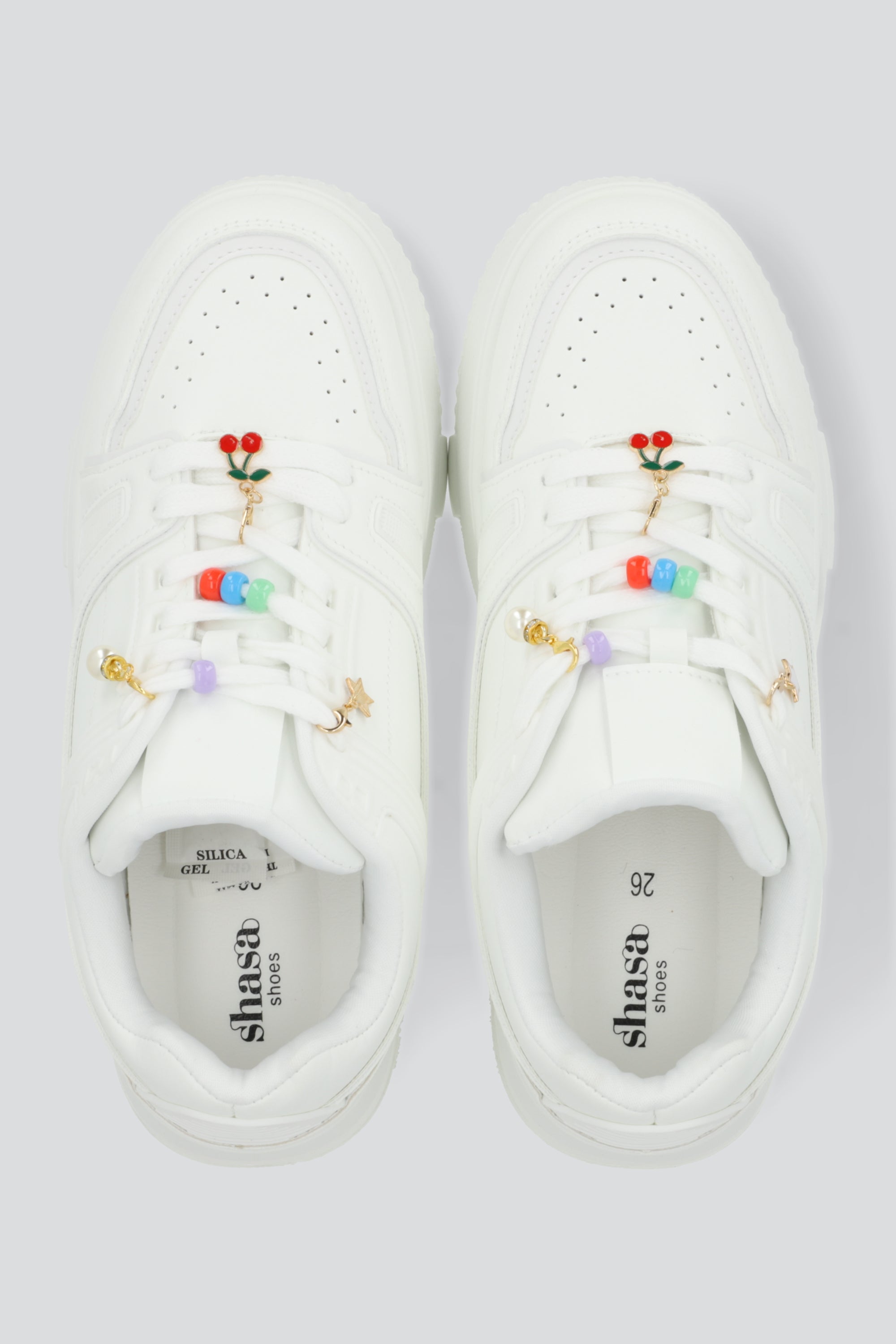 Tenis plataforma charms BLANCO COMBO