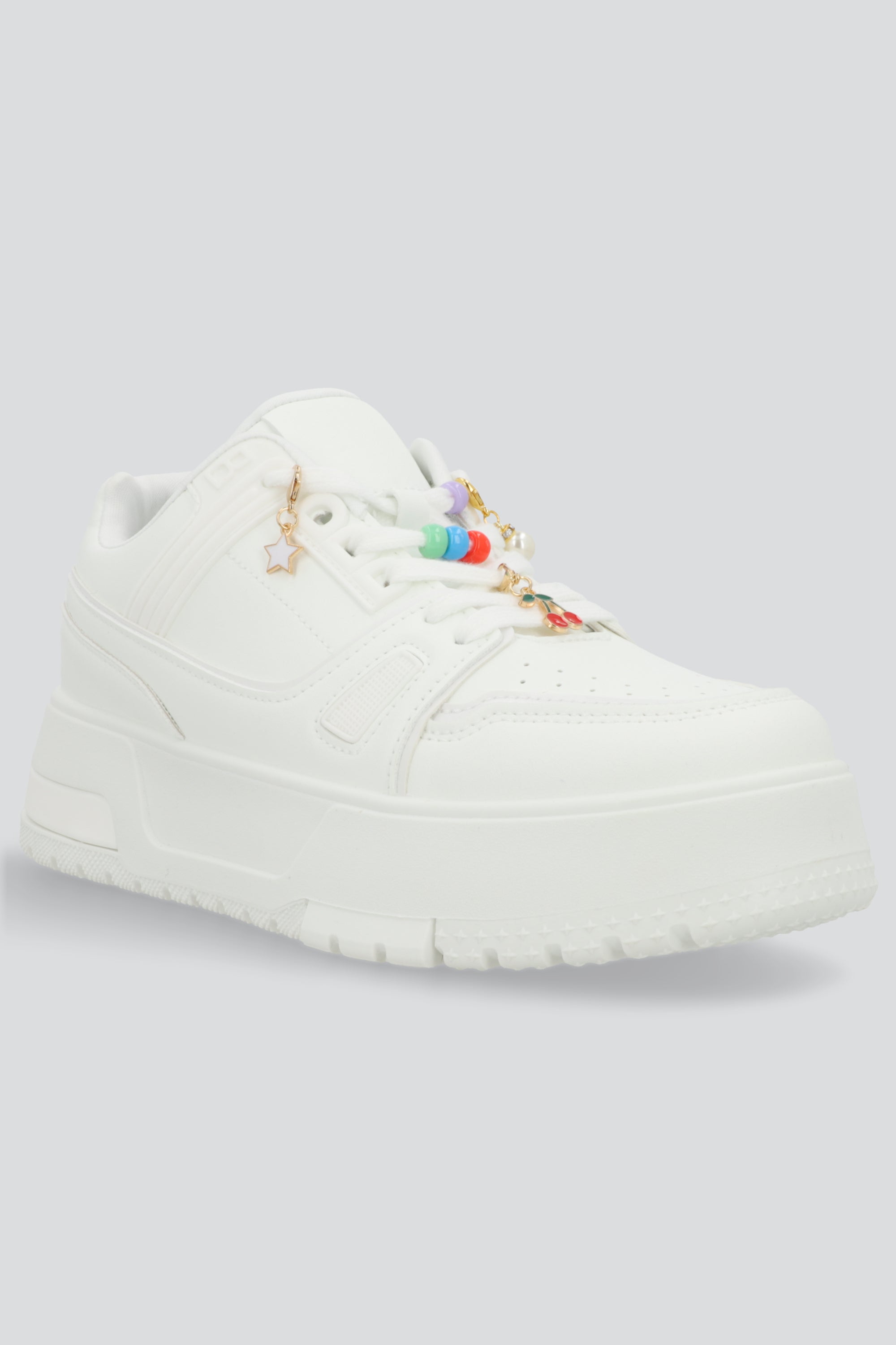Tenis plataforma charms BLANCO COMBO