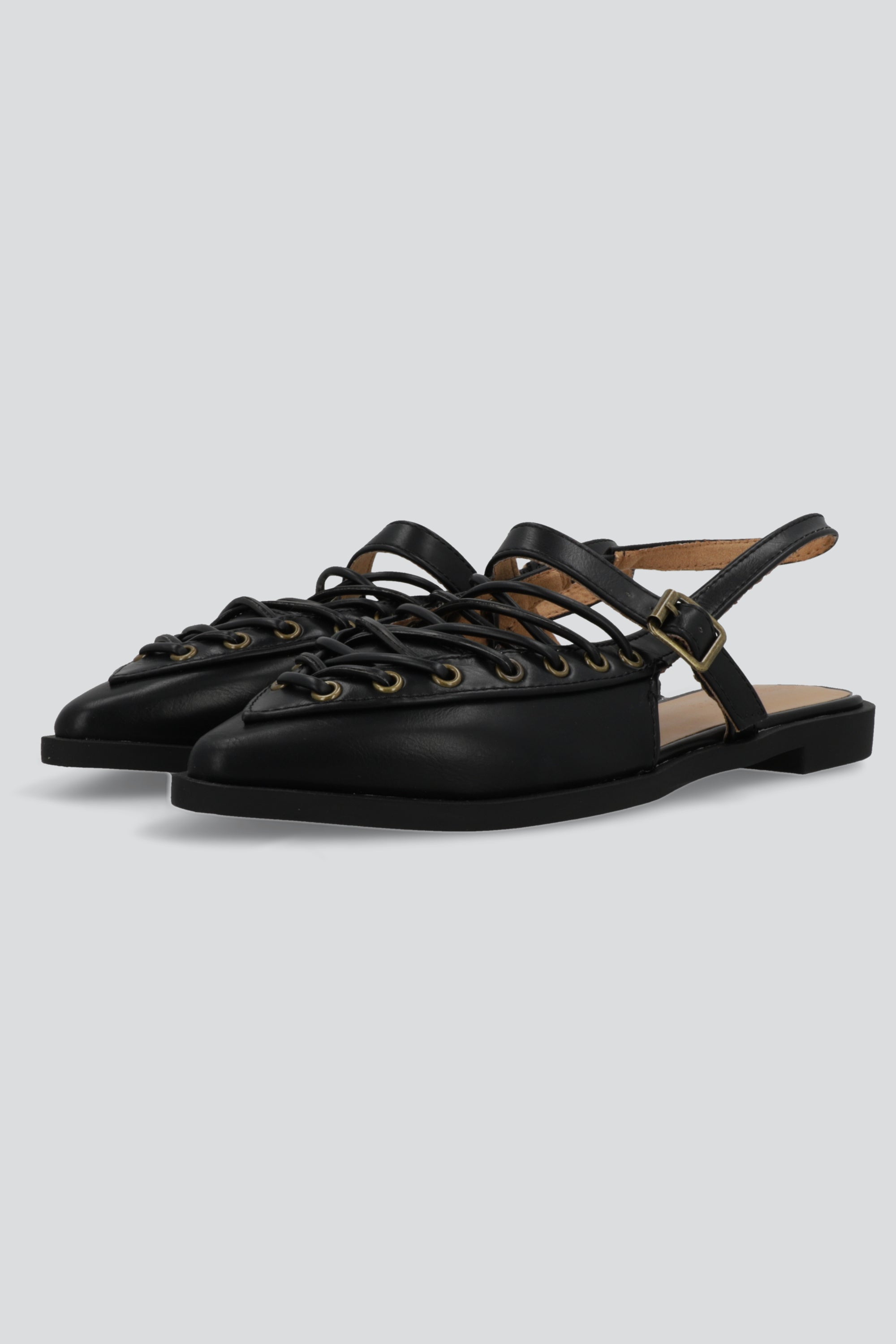 Flat puntal lace slingback NEGRO