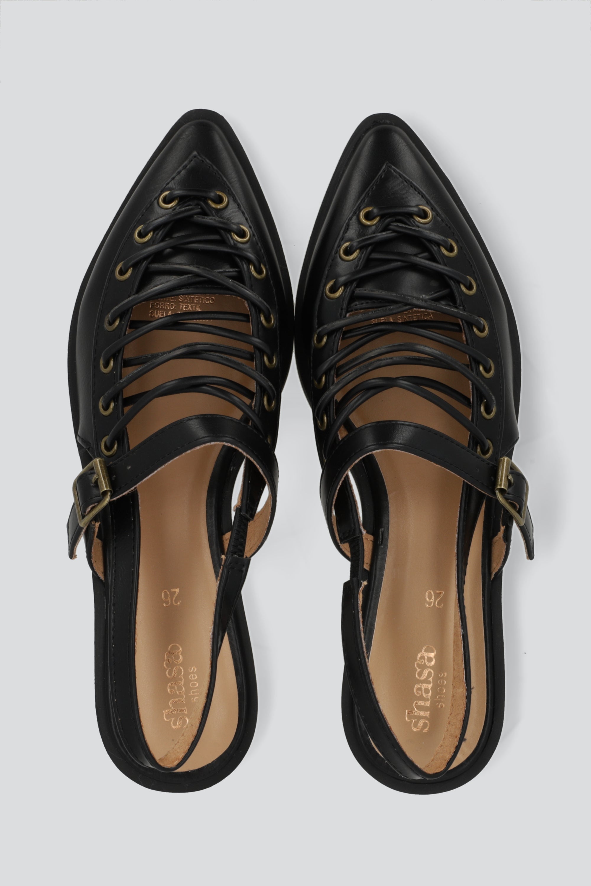 Flat puntal lace slingback NEGRO