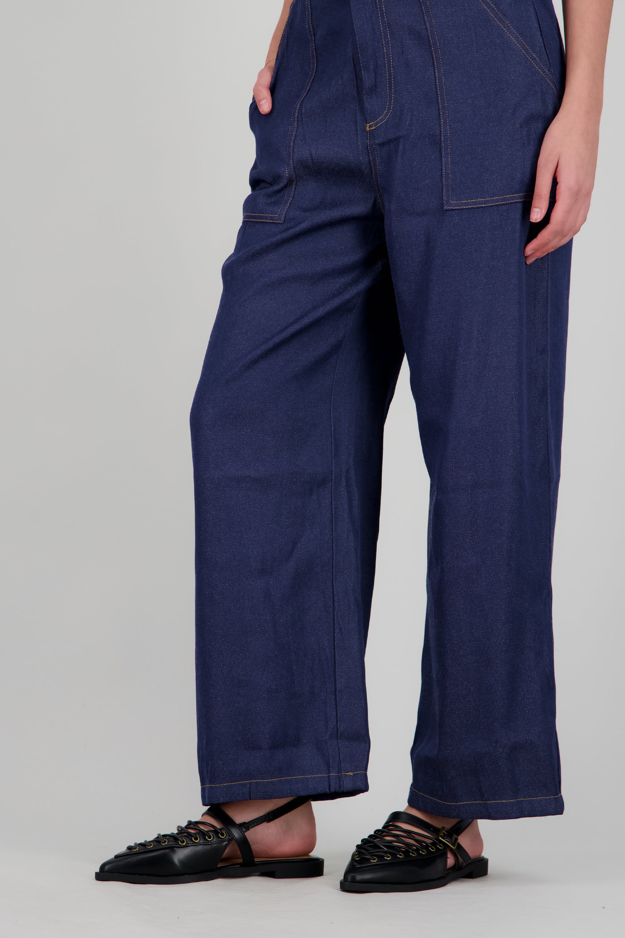 Flat puntal lace slingback NEGRO