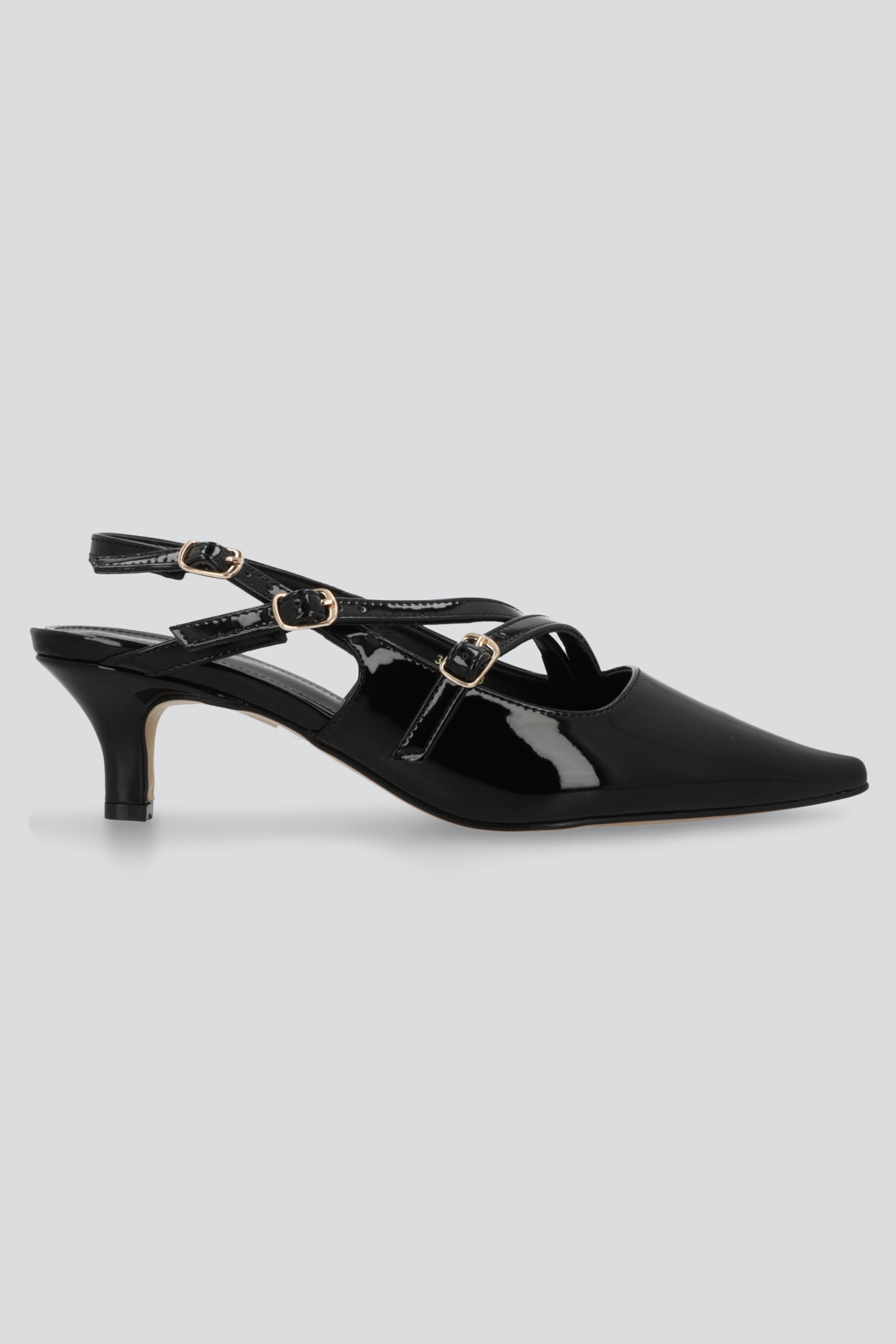 Tacon pointy doble tiras hebillas NEGRO