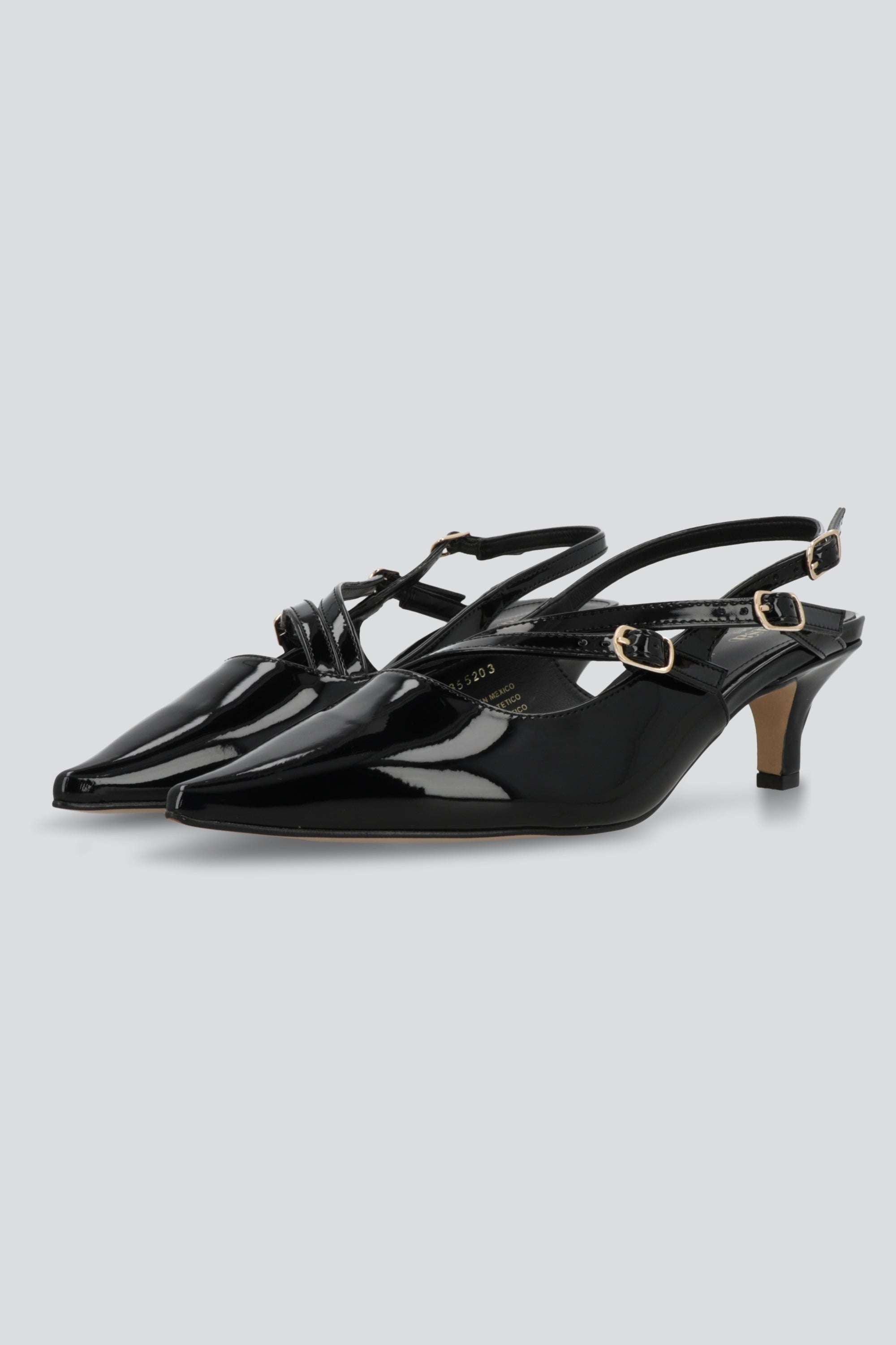 Tacon pointy doble tiras hebillas NEGRO