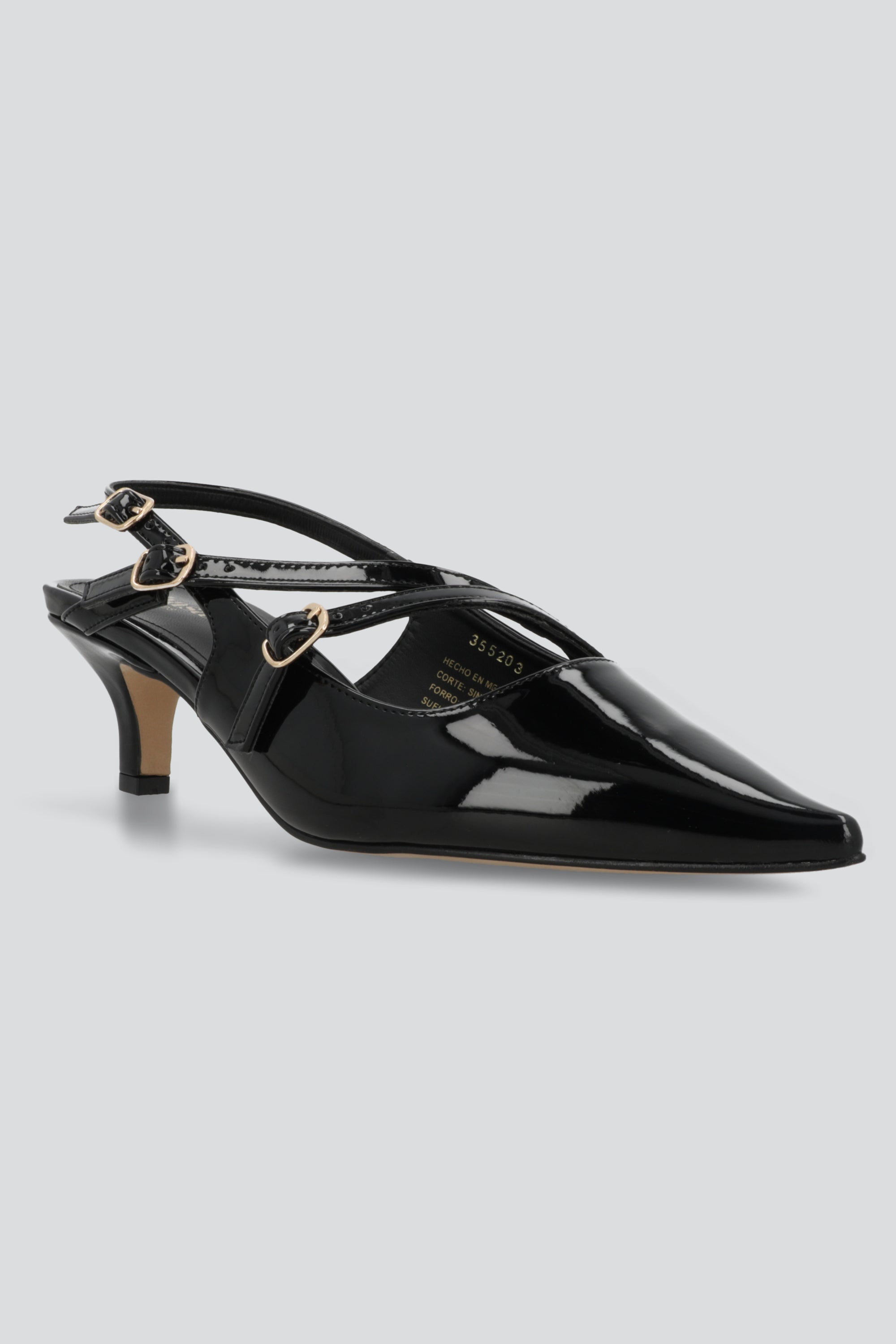 Tacon pointy doble tiras hebillas NEGRO