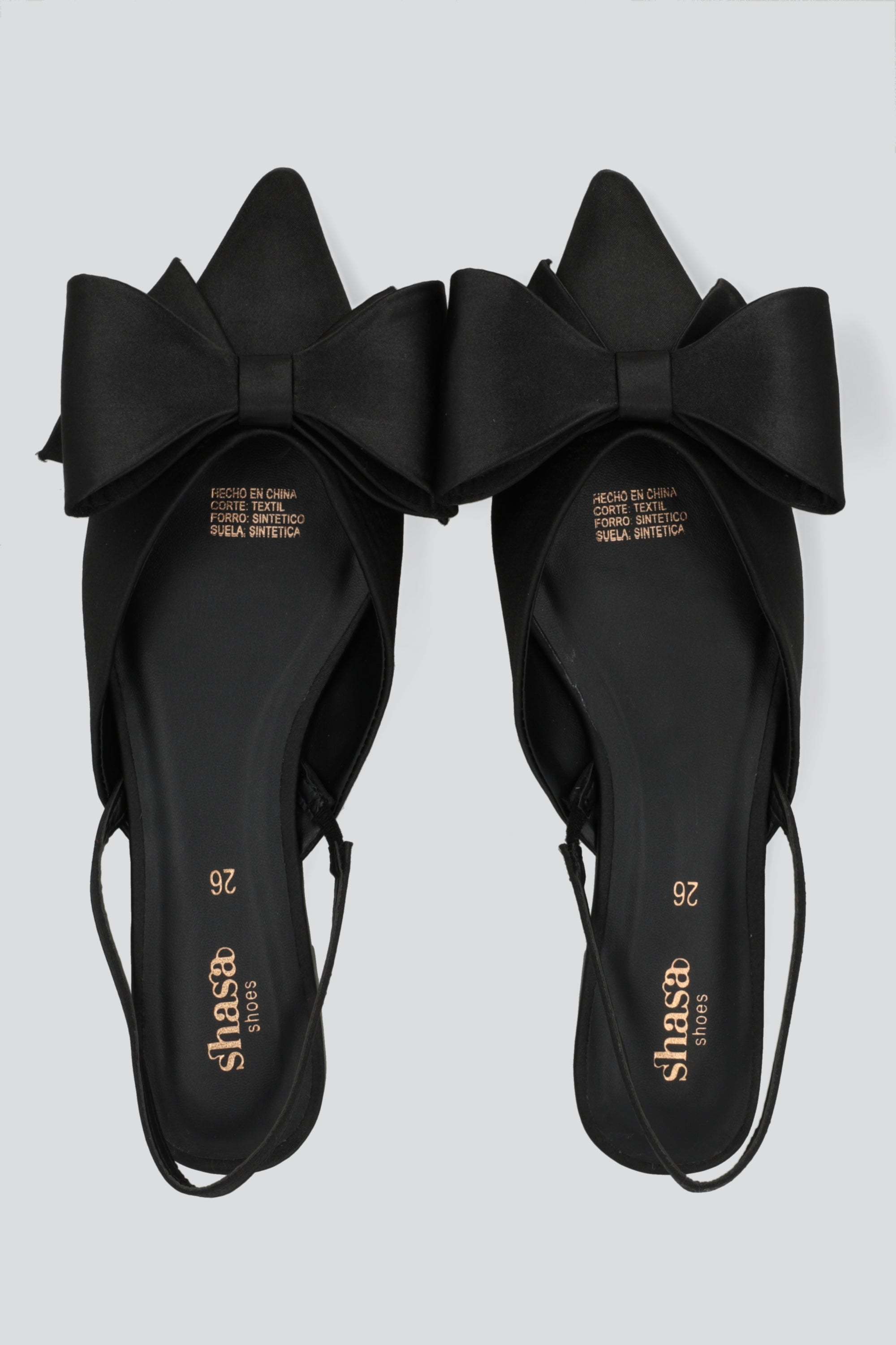 Flat puntal slingback moño satin NEGRO