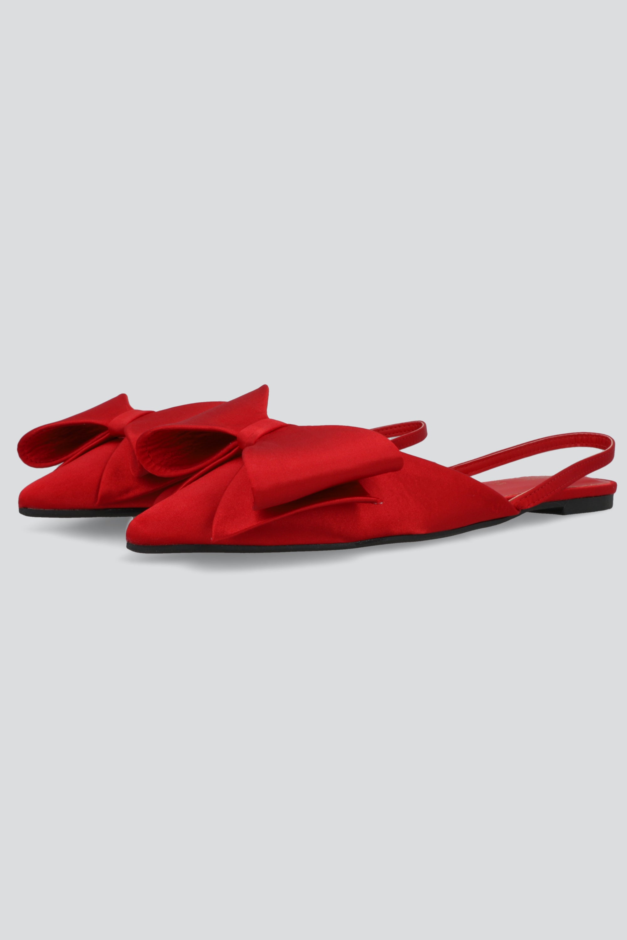 Flat puntal slingback moño satin ROJO