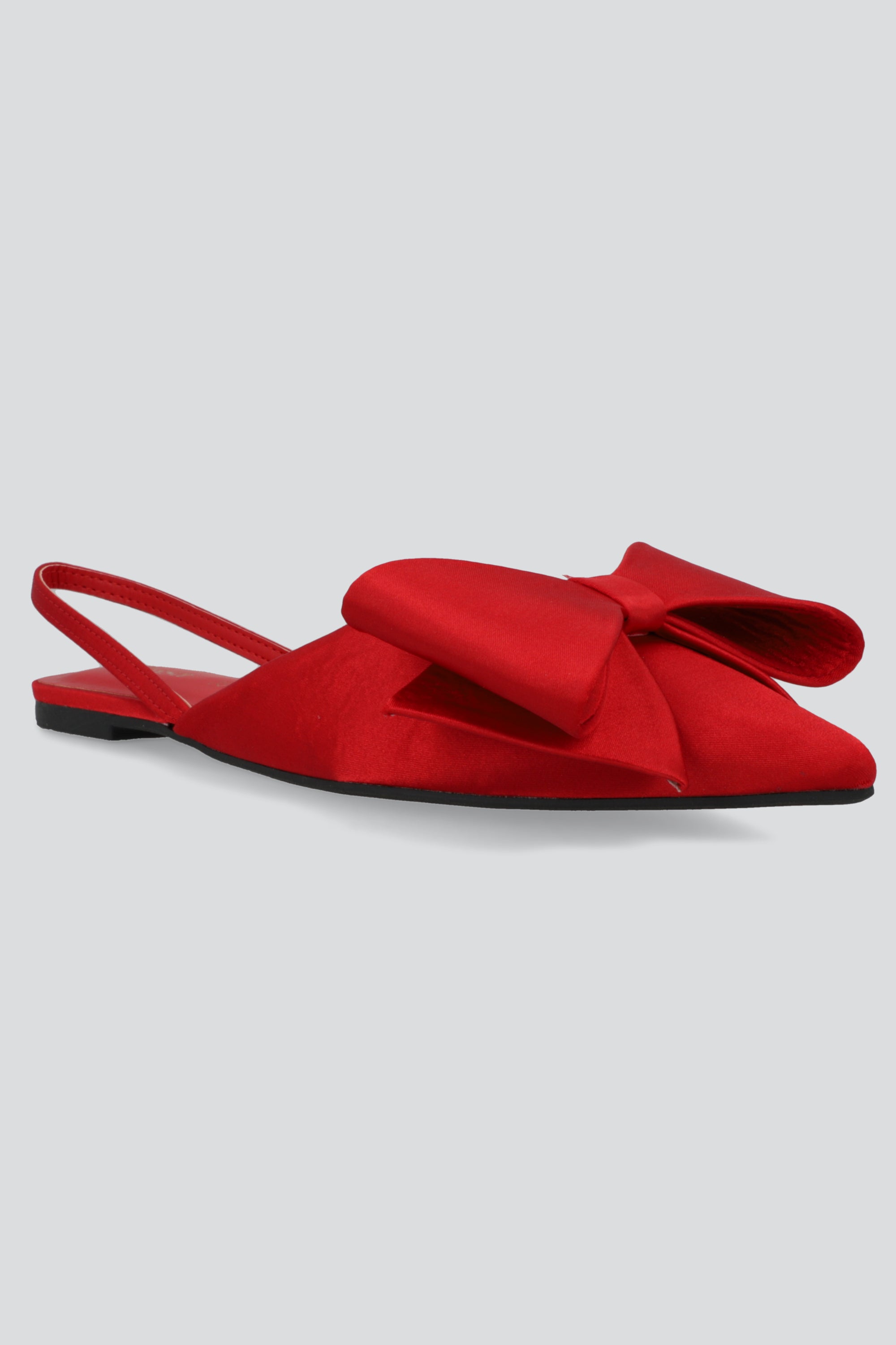 Flat puntal slingback moño satin ROJO