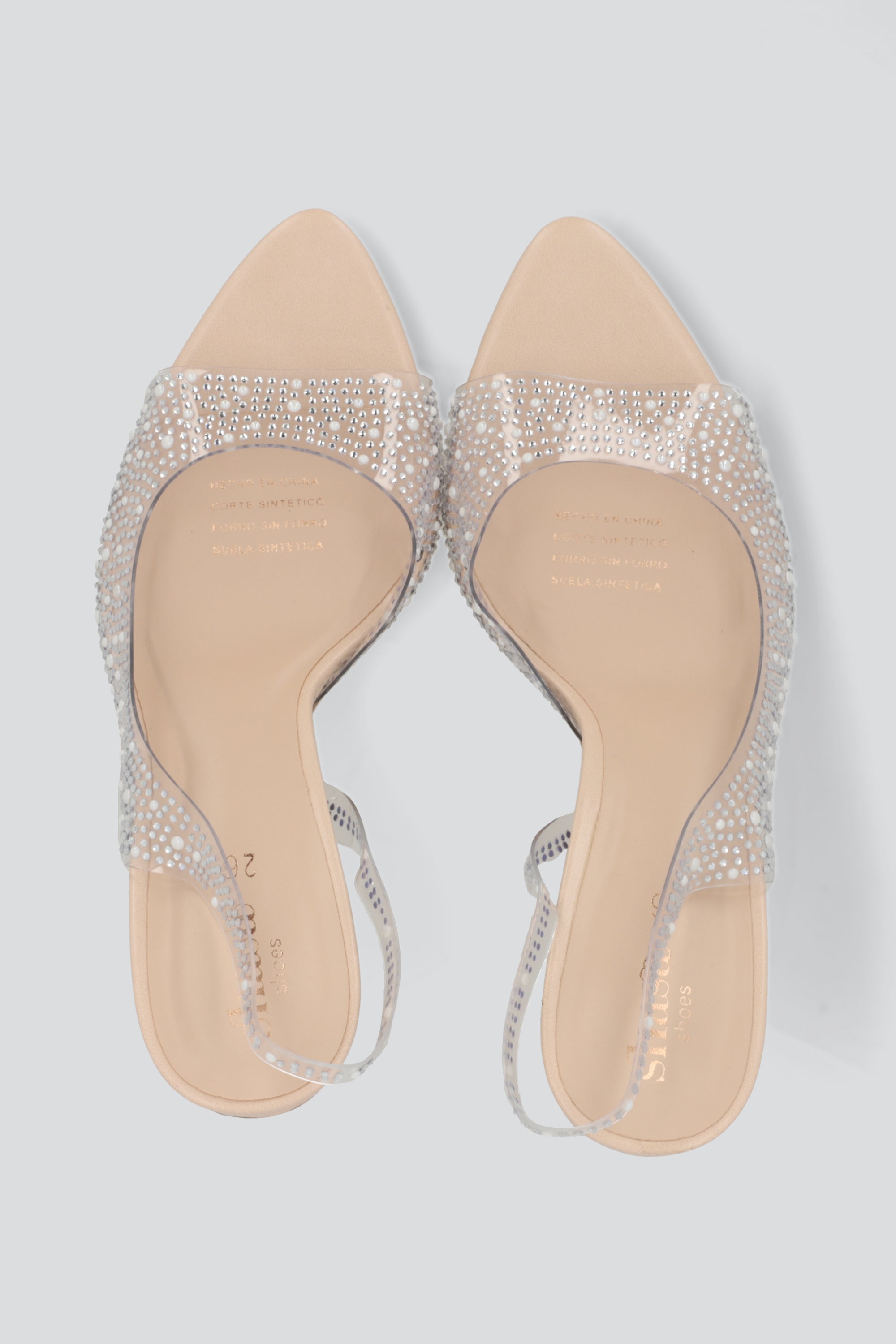 Tacon puntal peep toe transparente aplicaciones NUDE