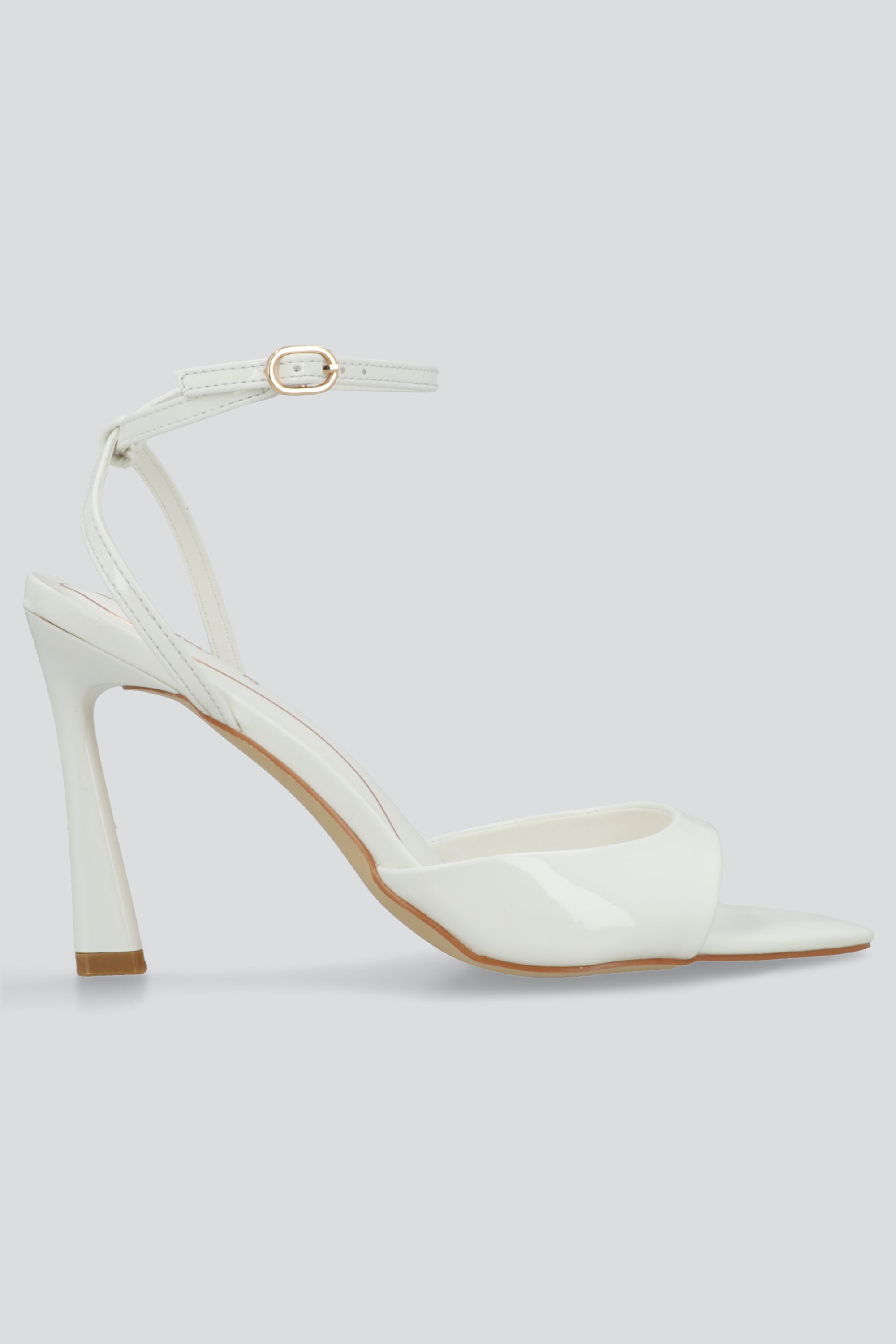 Tacon puntal charol peep toe tiras BLANCO