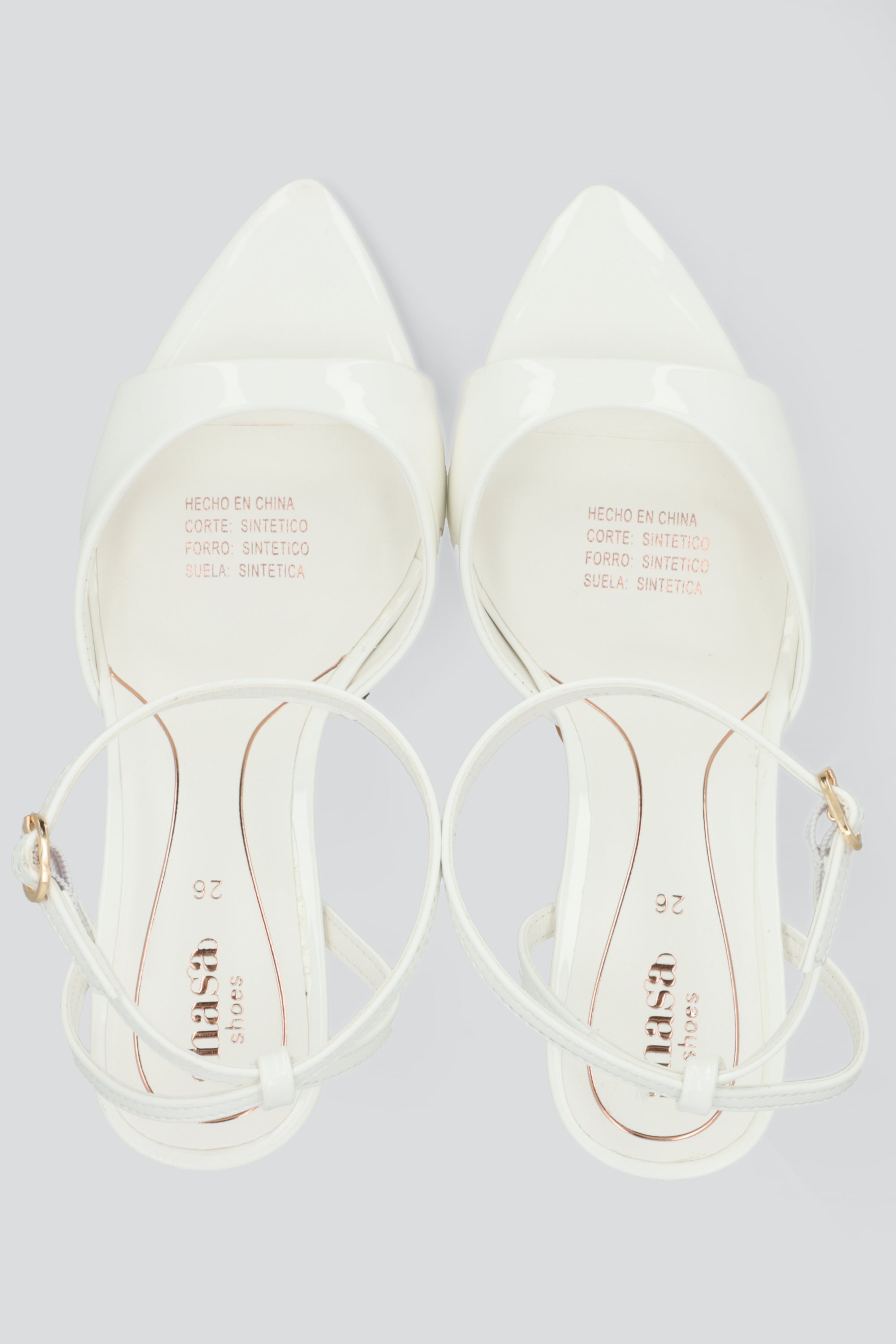 Tacon puntal charol peep toe tiras BLANCO