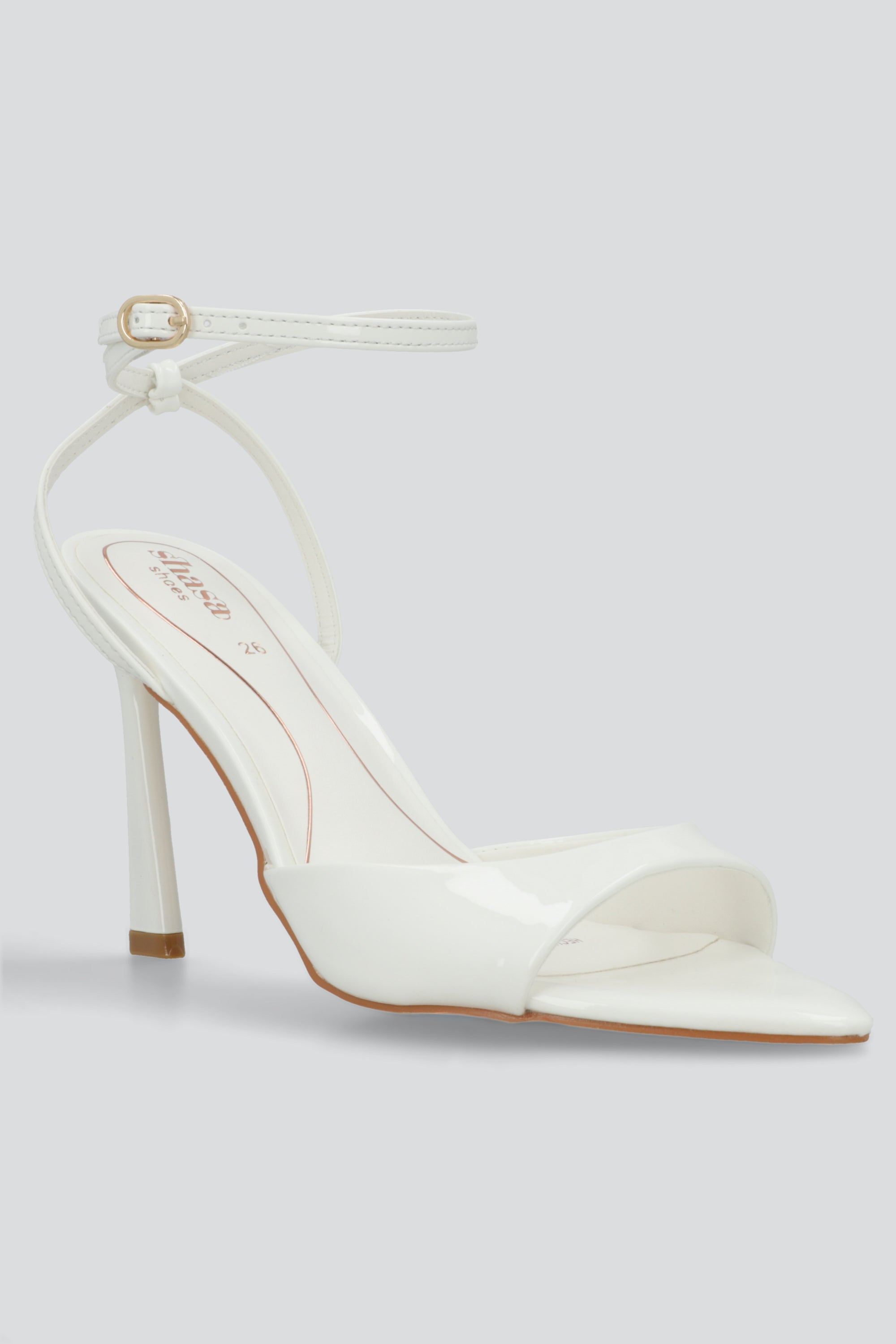 Tacon puntal charol peep toe tiras BLANCO