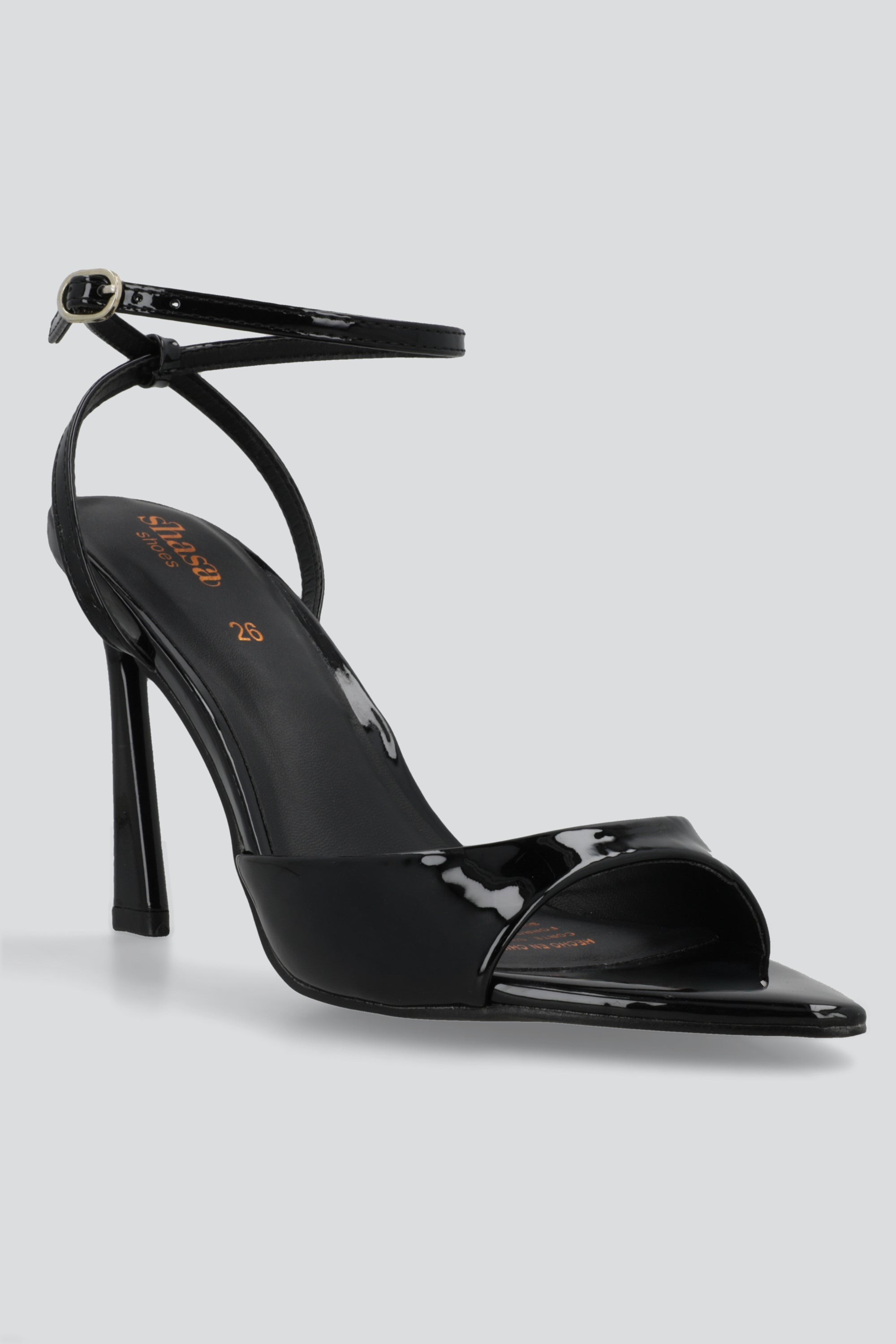 Tacon puntal charol peep toe tiras NEGRO