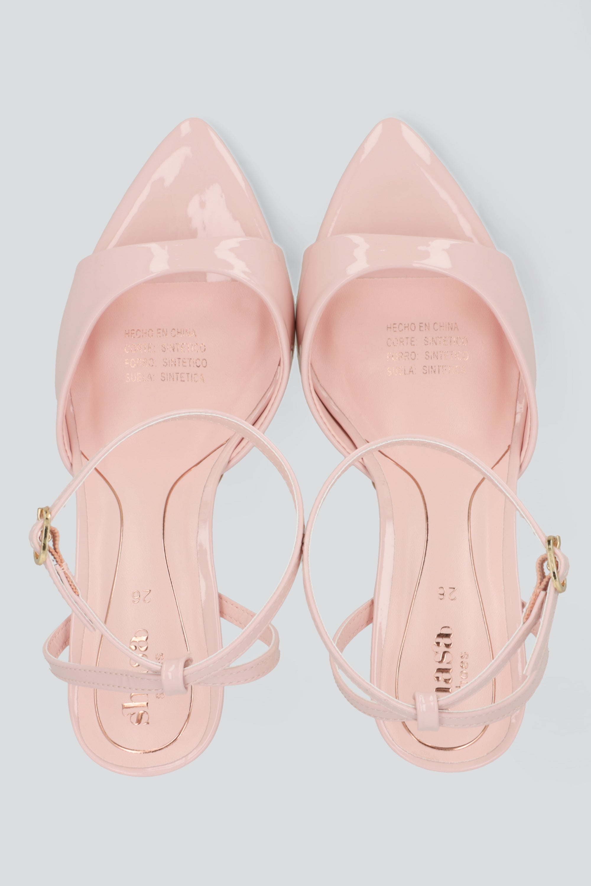 Tacon puntal charol peep toe tiras ROSA