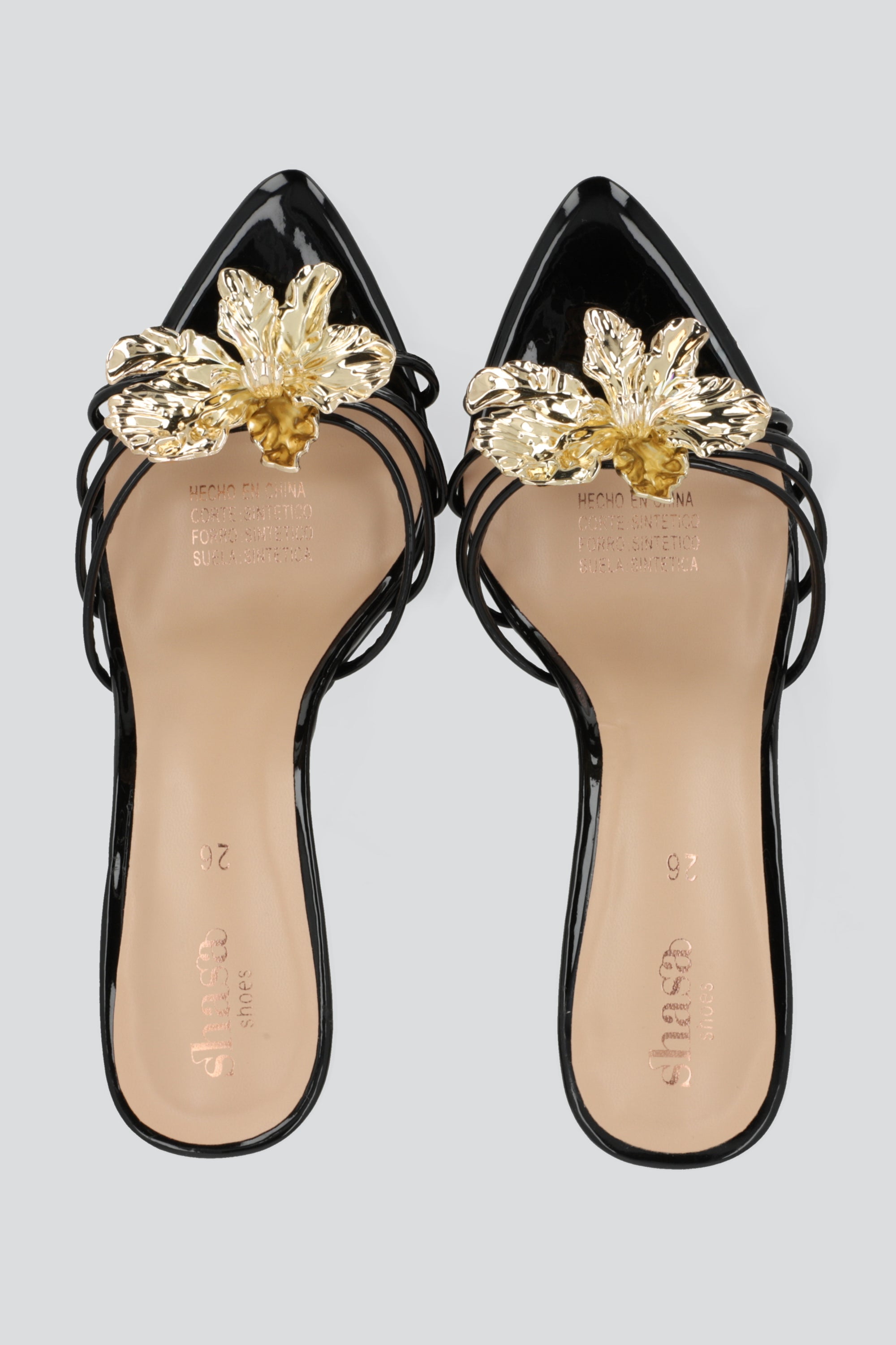 Tacon puntal mula tiras flor metalica NEGRO