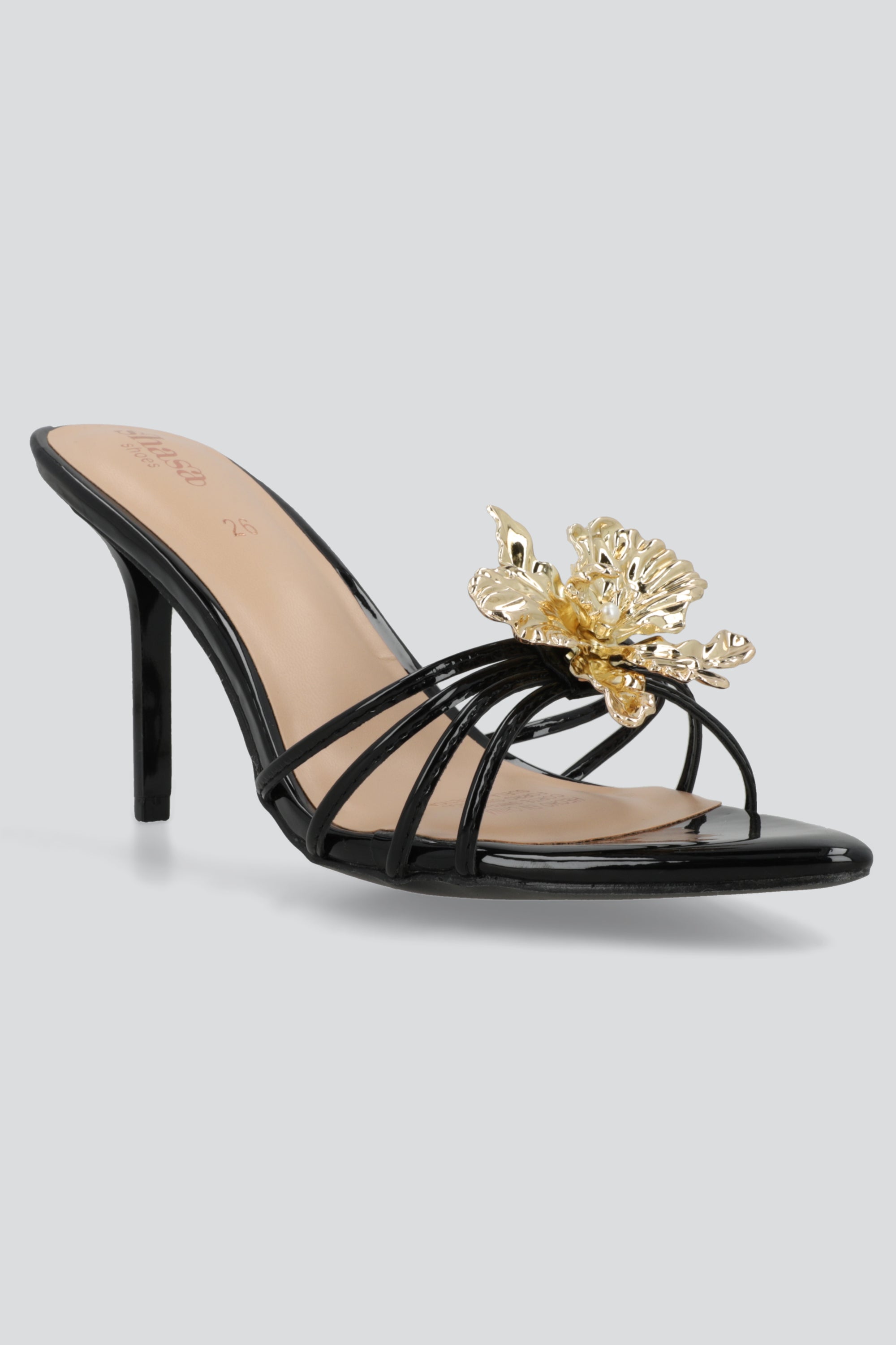 Tacon puntal mula tiras flor metalica NEGRO