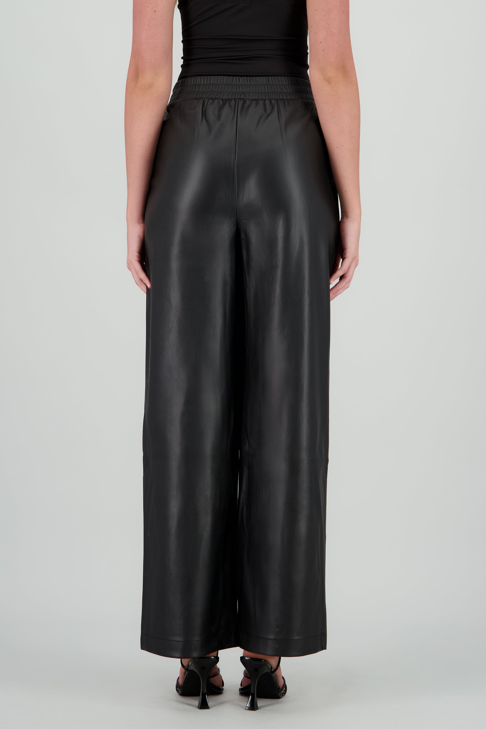 Pantalones pu pretina resorte NEGRO