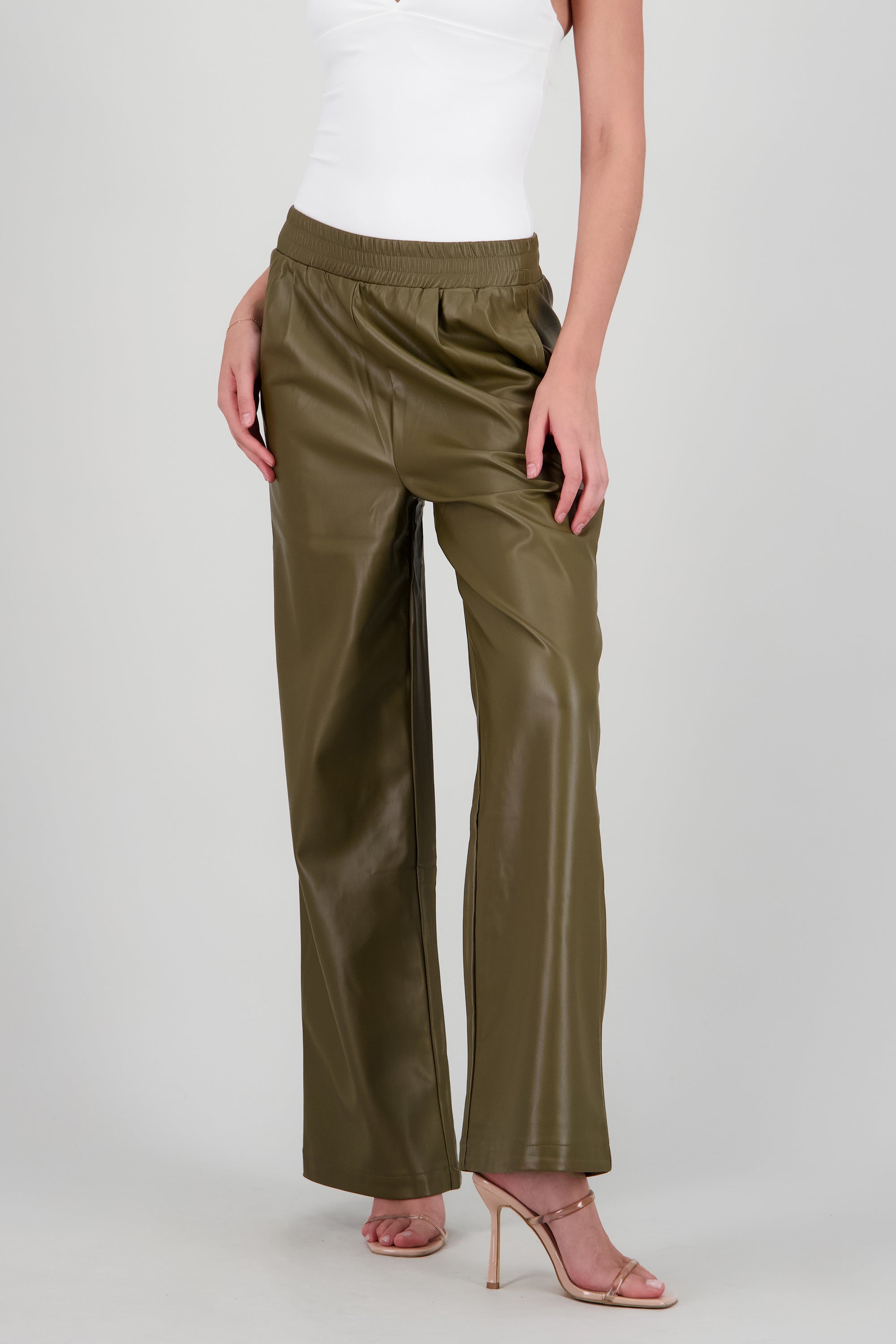 Pantalones pu pretina resorte OLIVO