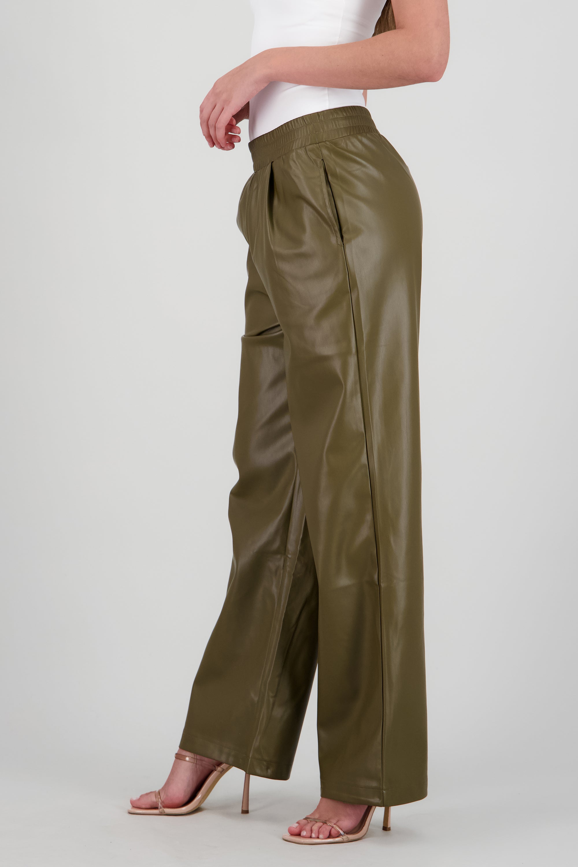 Pantalones pu pretina resorte OLIVO