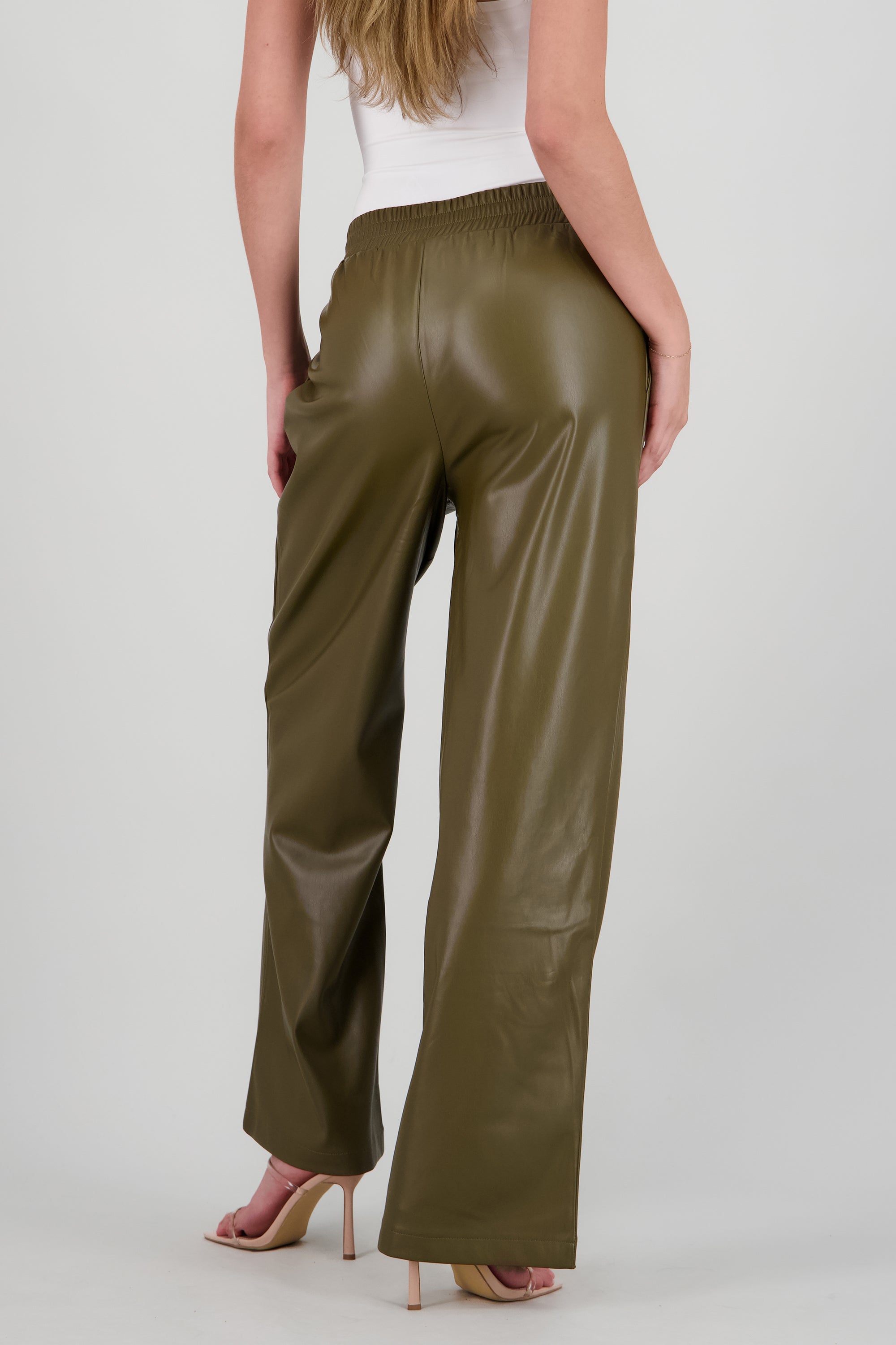 Pantalones pu pretina resorte OLIVO