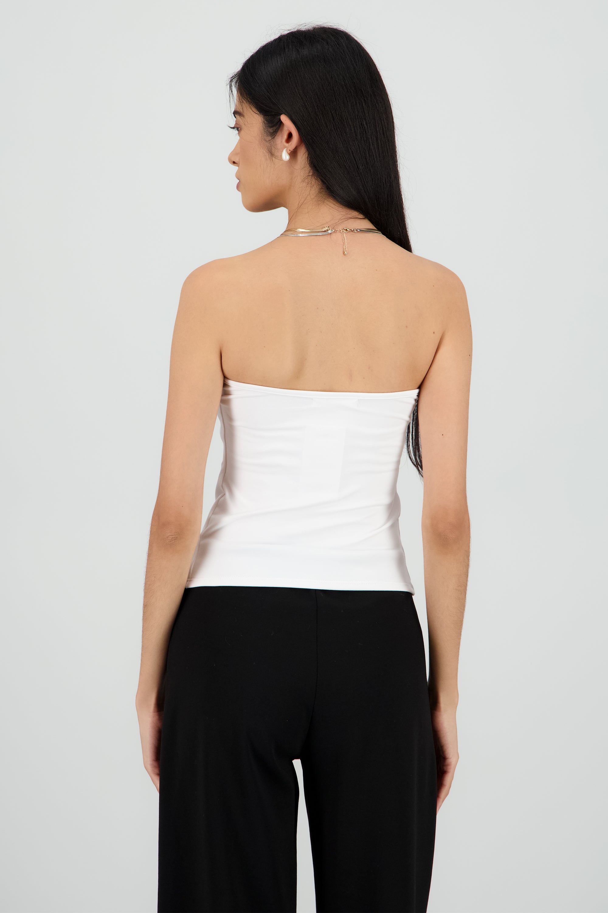 Top strapless detalle frunces BLANCO
