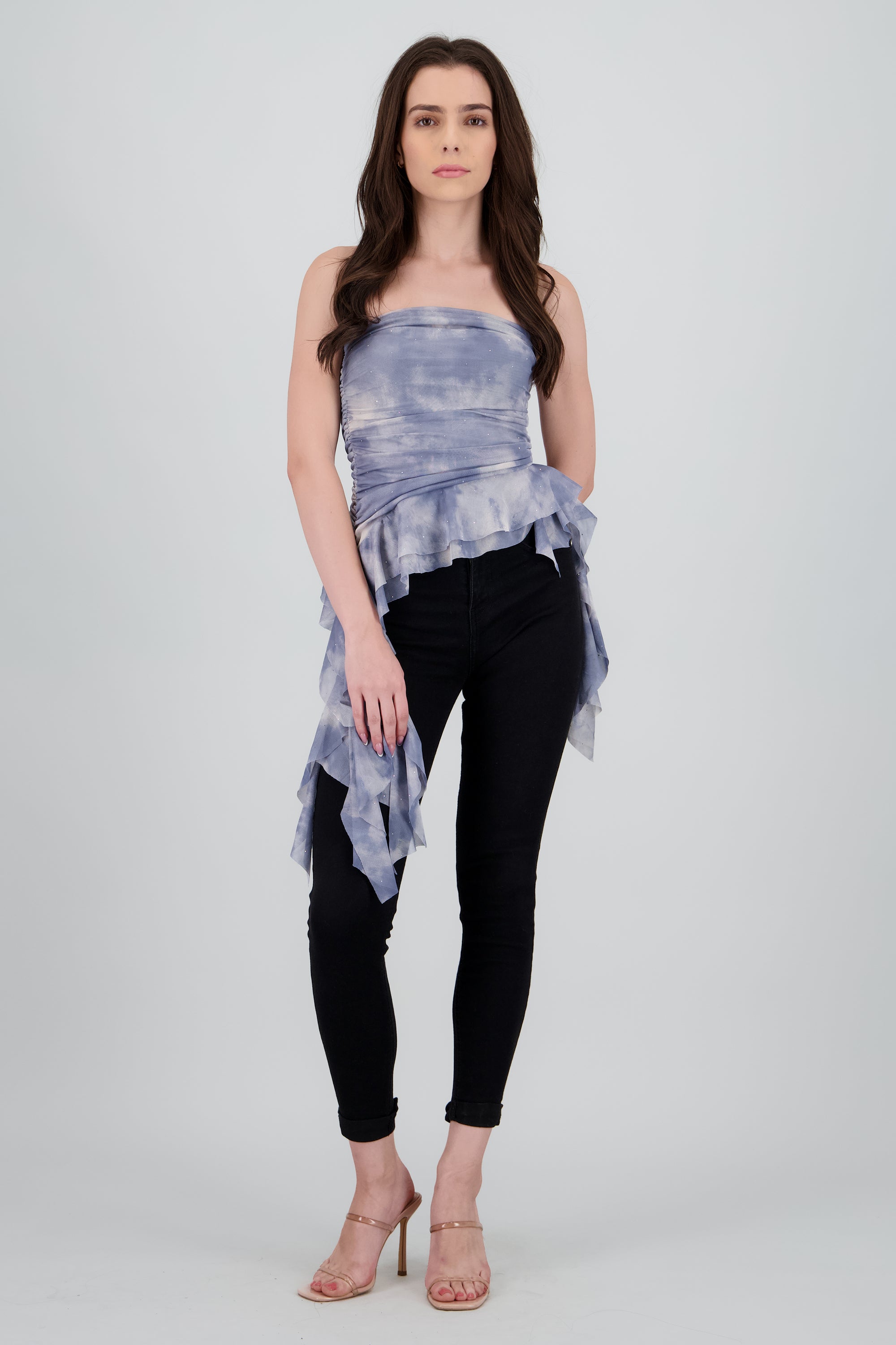 Top degradado de mesh con brillos AZUL COMBO