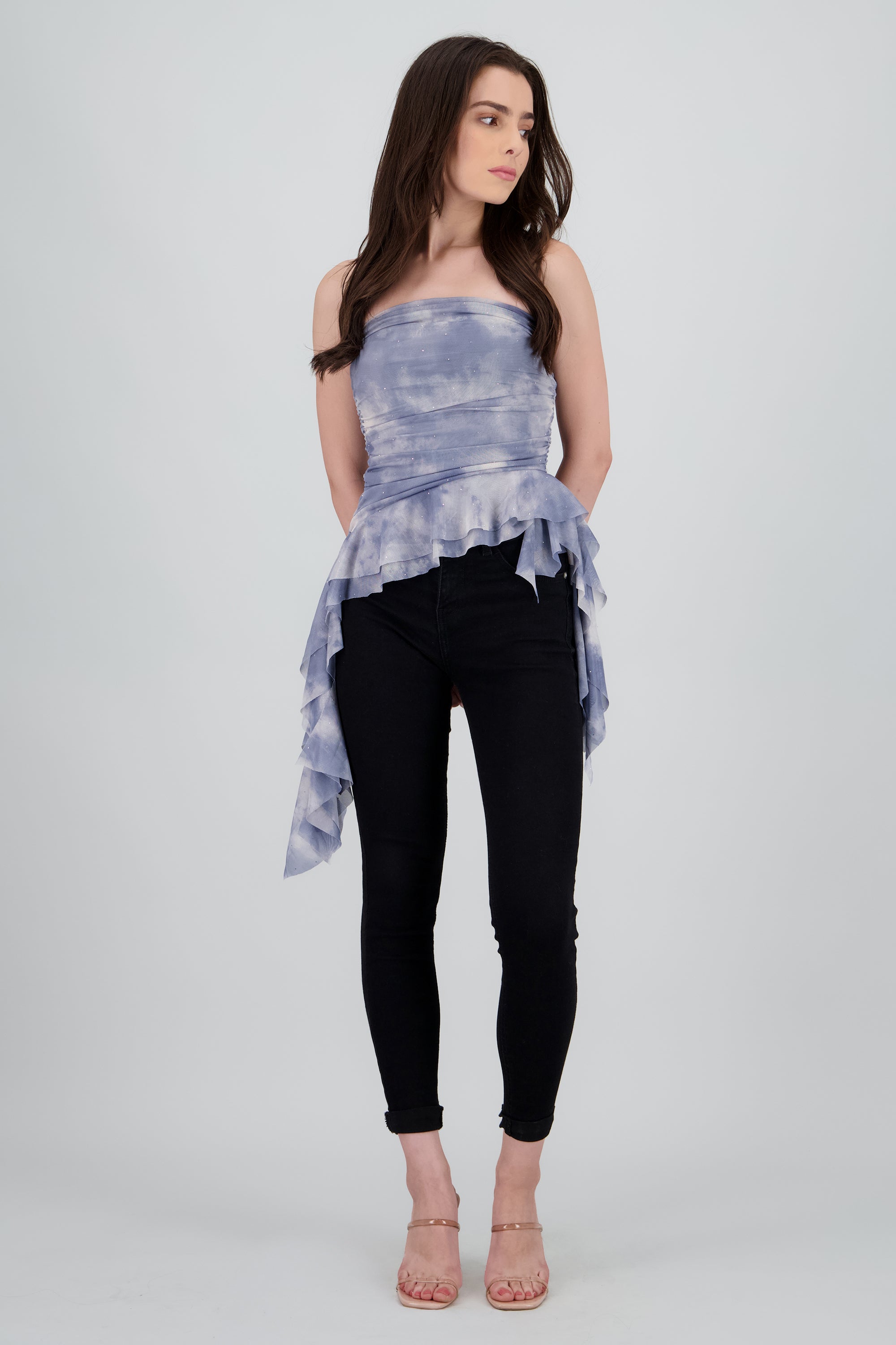 Top degradado de mesh con brillos AZUL COMBO