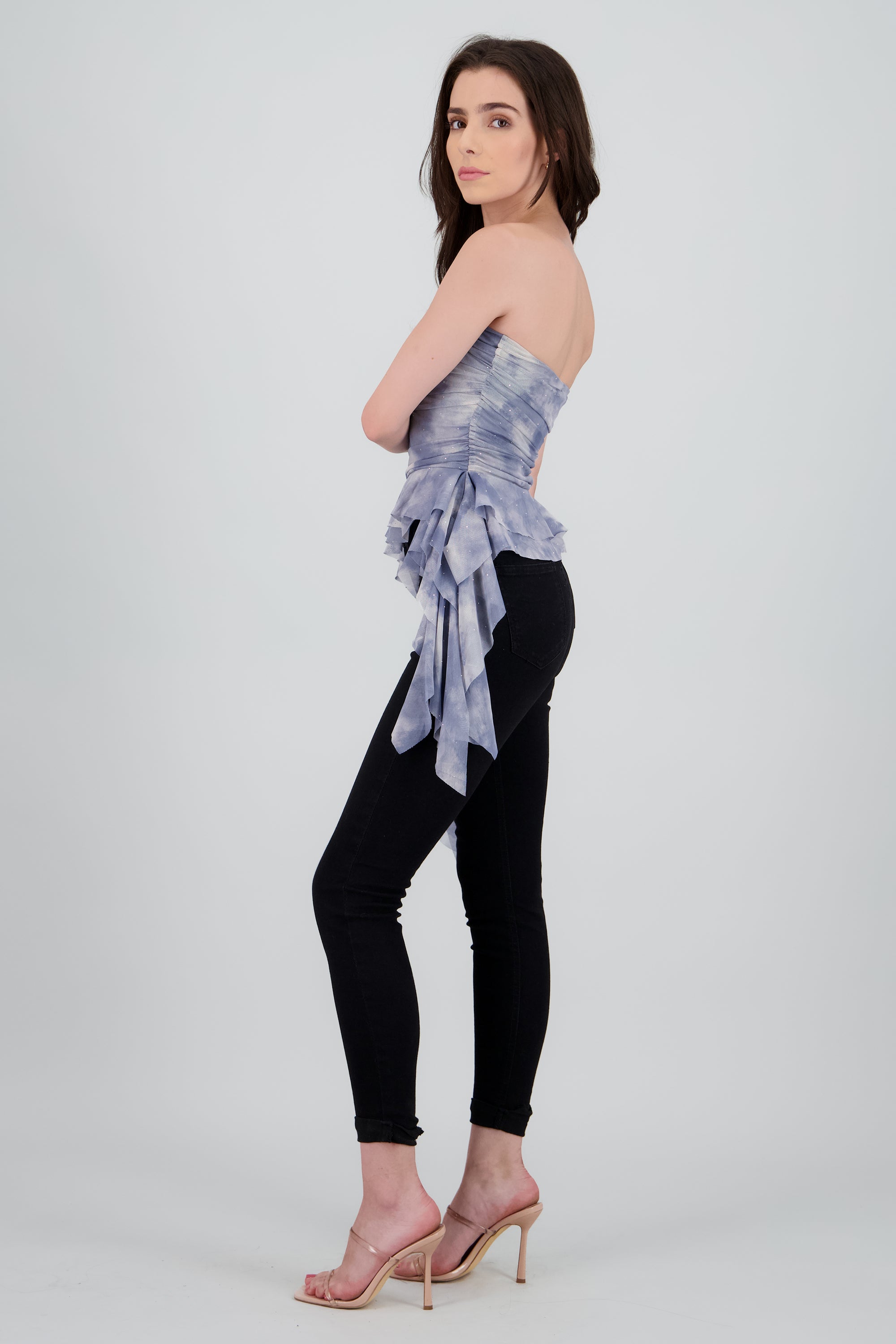 Top degradado de mesh con brillos AZUL COMBO