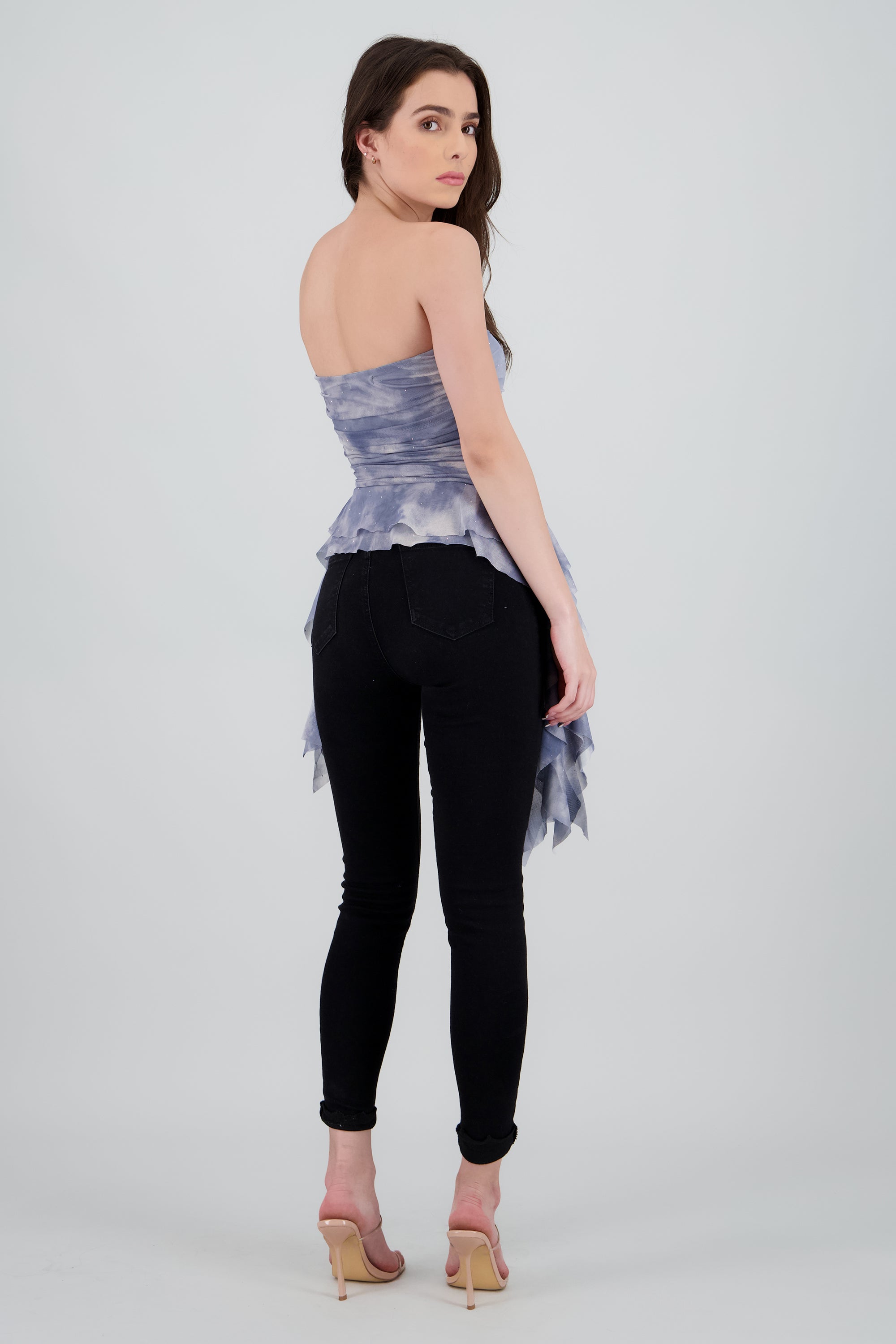 Top degradado de mesh con brillos AZUL COMBO