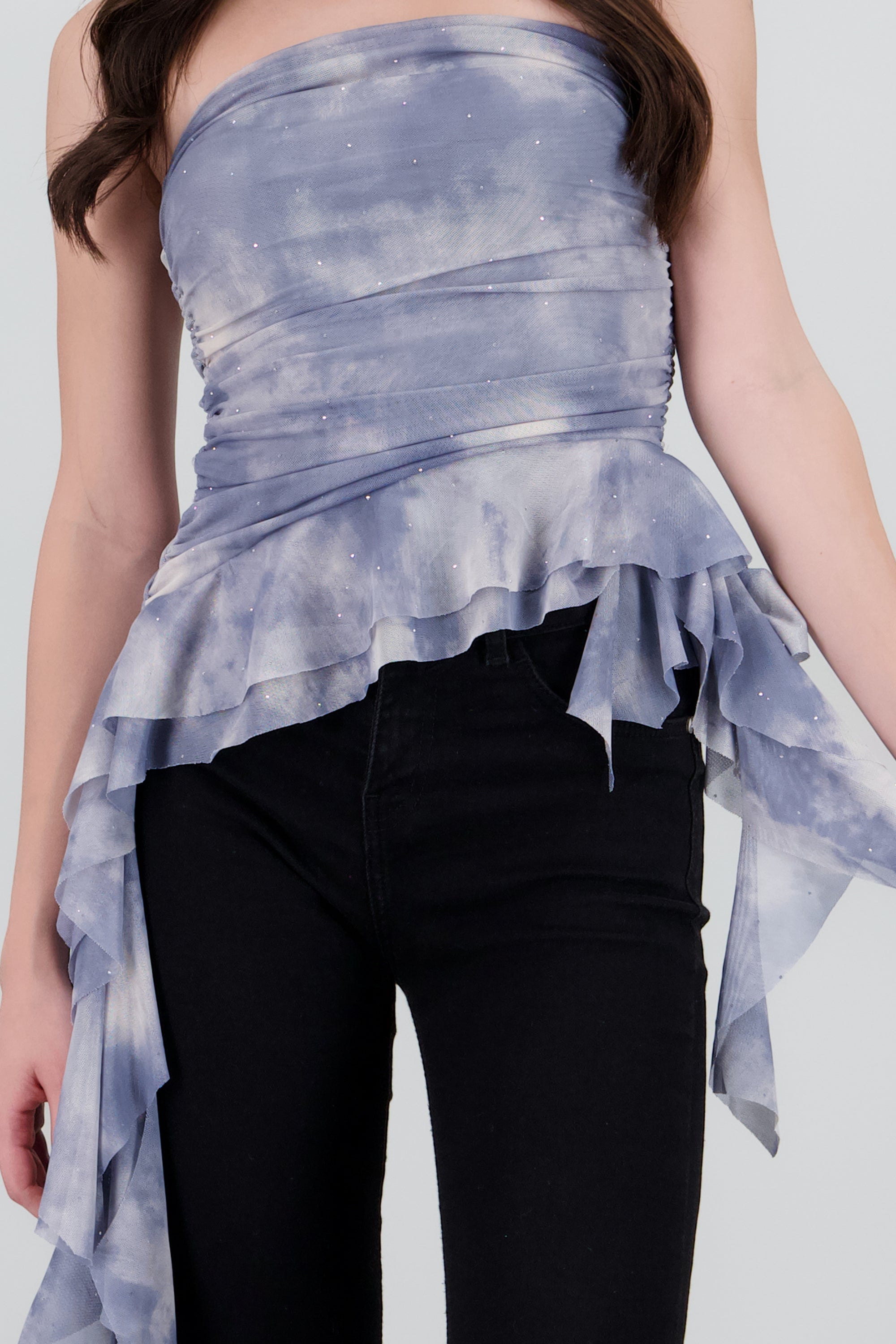 Top degradado de mesh con brillos AZUL COMBO